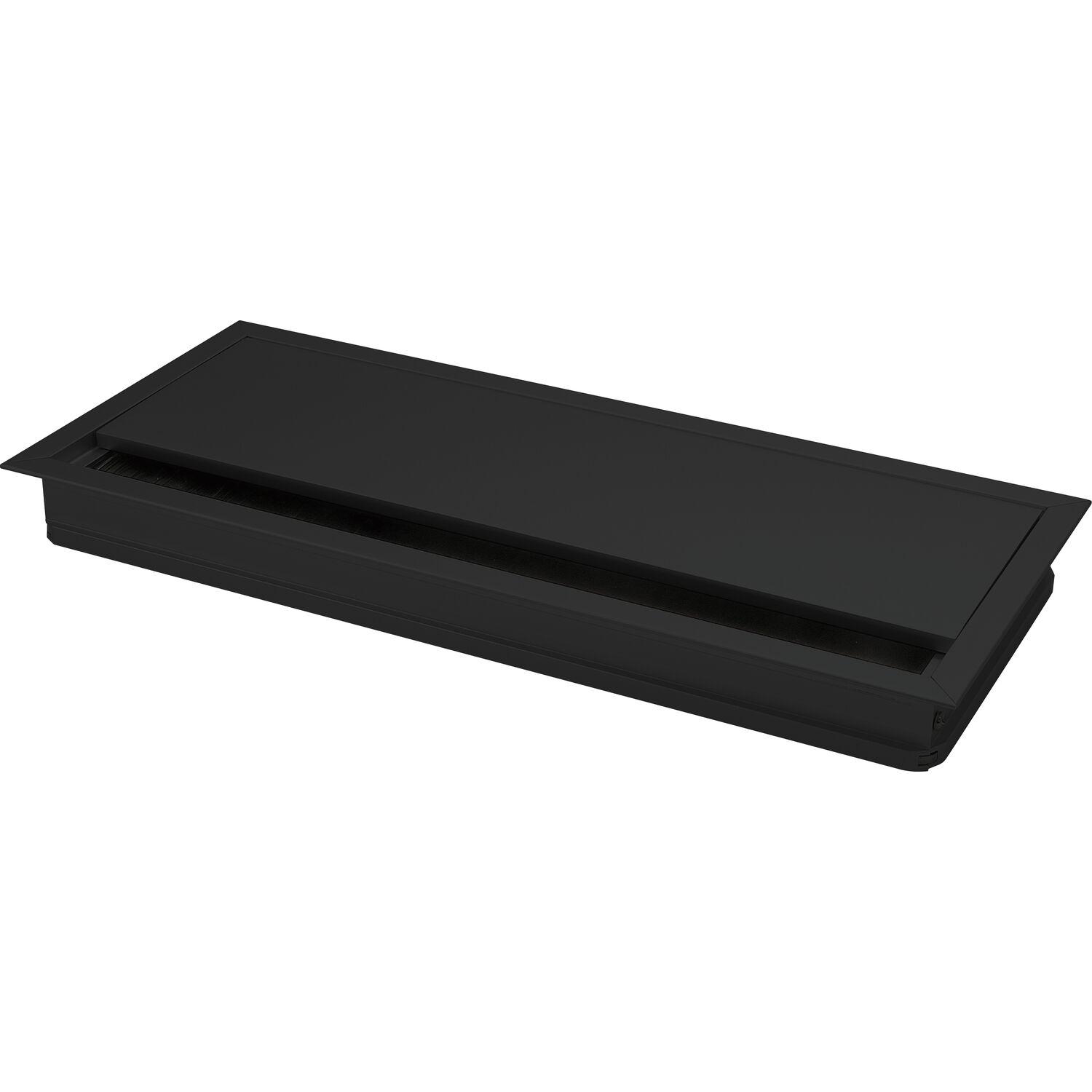 Kabeldurchgang eckig mit Staubschutzbürste, 280x120x25mm, Alu schwarz RAL 9005