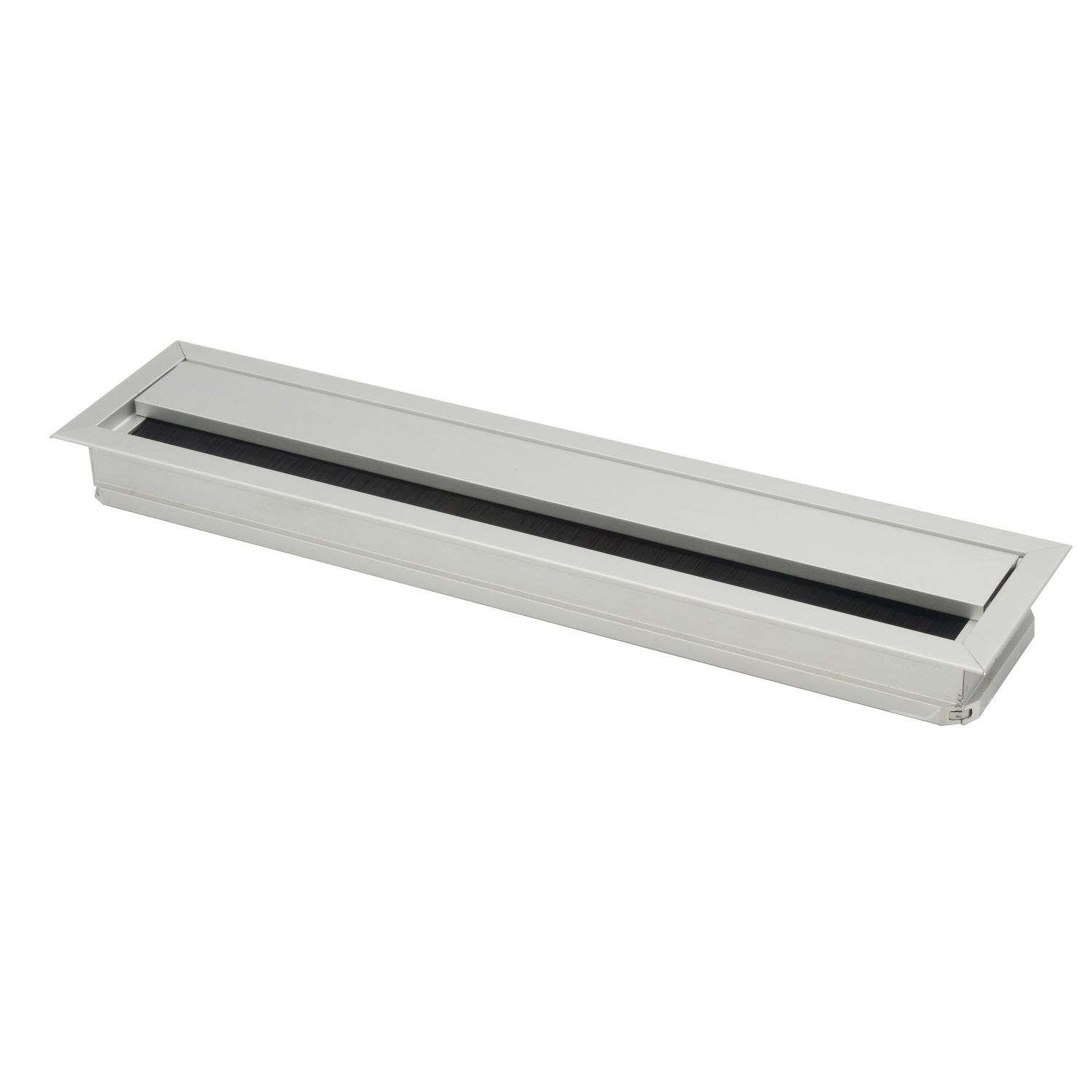 Kabeldurchgang eckig mit Staubschutzbürste, 200x70x25 mm, Aluminium eloxiert