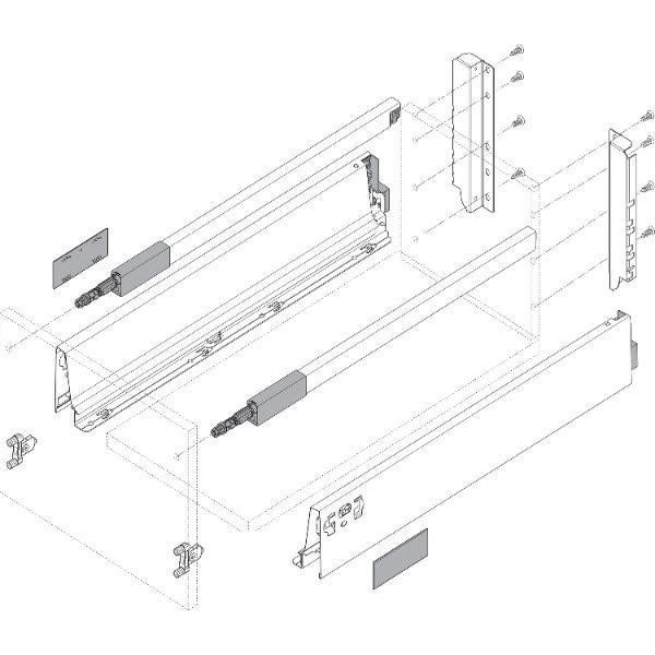 blum TANDEMBOX antaro SET Höhe D-Reling, BLUMOTION M, 65kg, NL 650, Seidenweiss