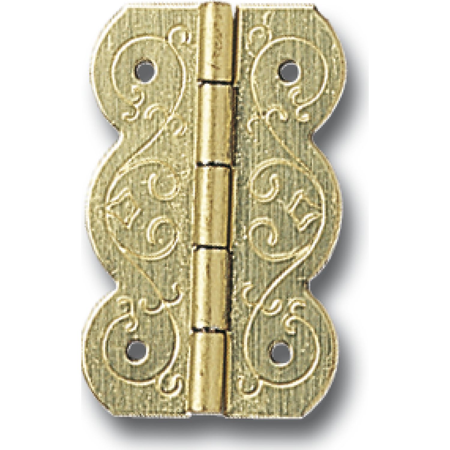 Schmale Kassettenscharnier Stil, 25x16 mm, Stahl vermessingt