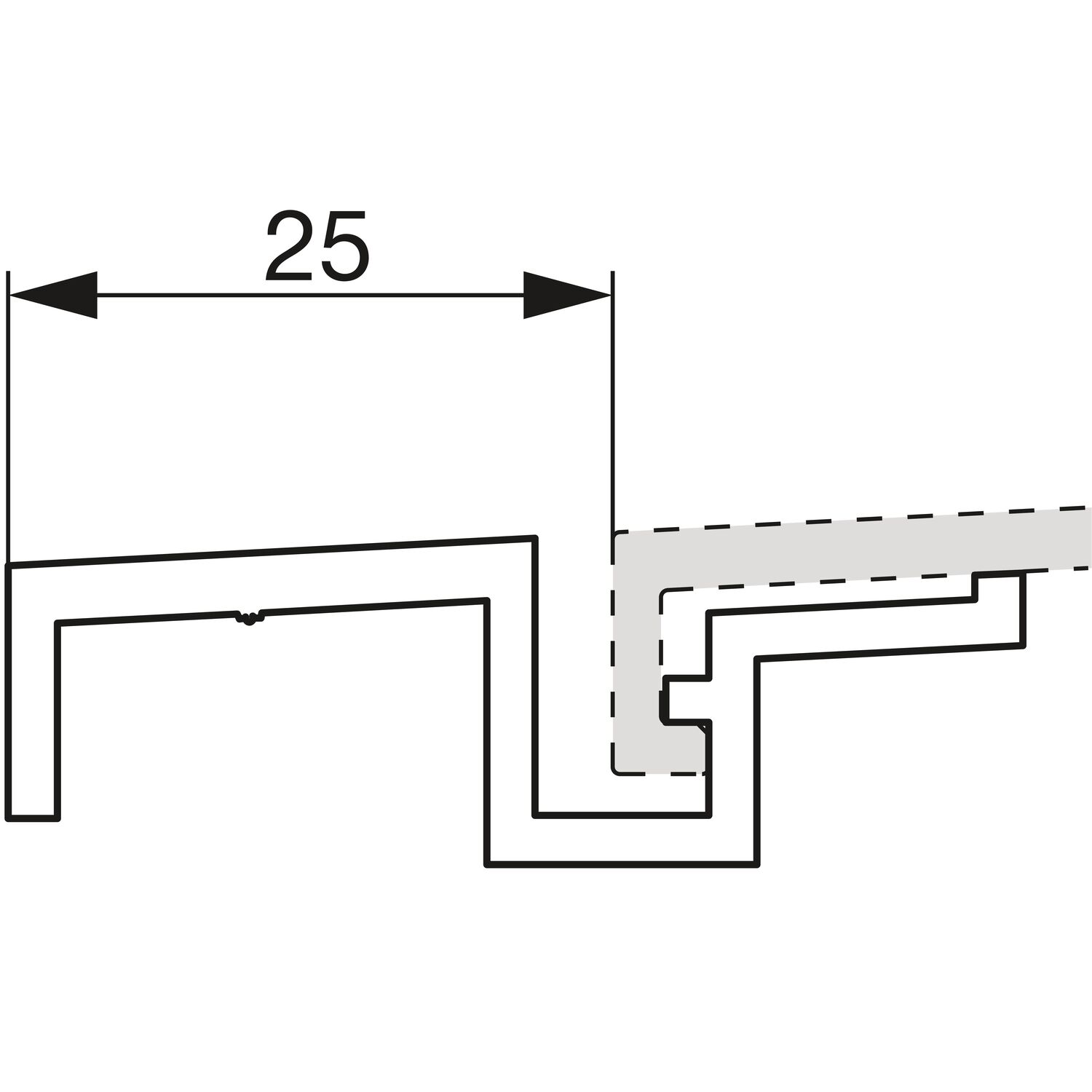 GU Thermostep/Timberstep Verbreiterungsprofil P 1051, L=6700 mm, silber eloxiert