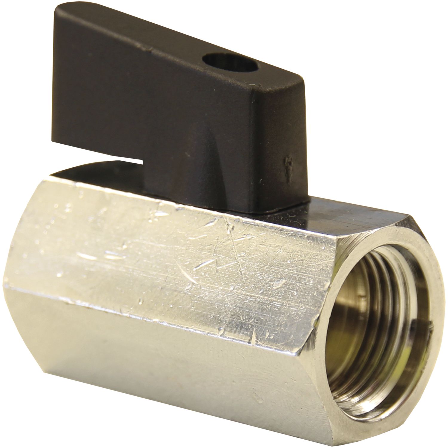 Kugelhahn mit beidseitigem IG 1/4" mit kurzem Hebel