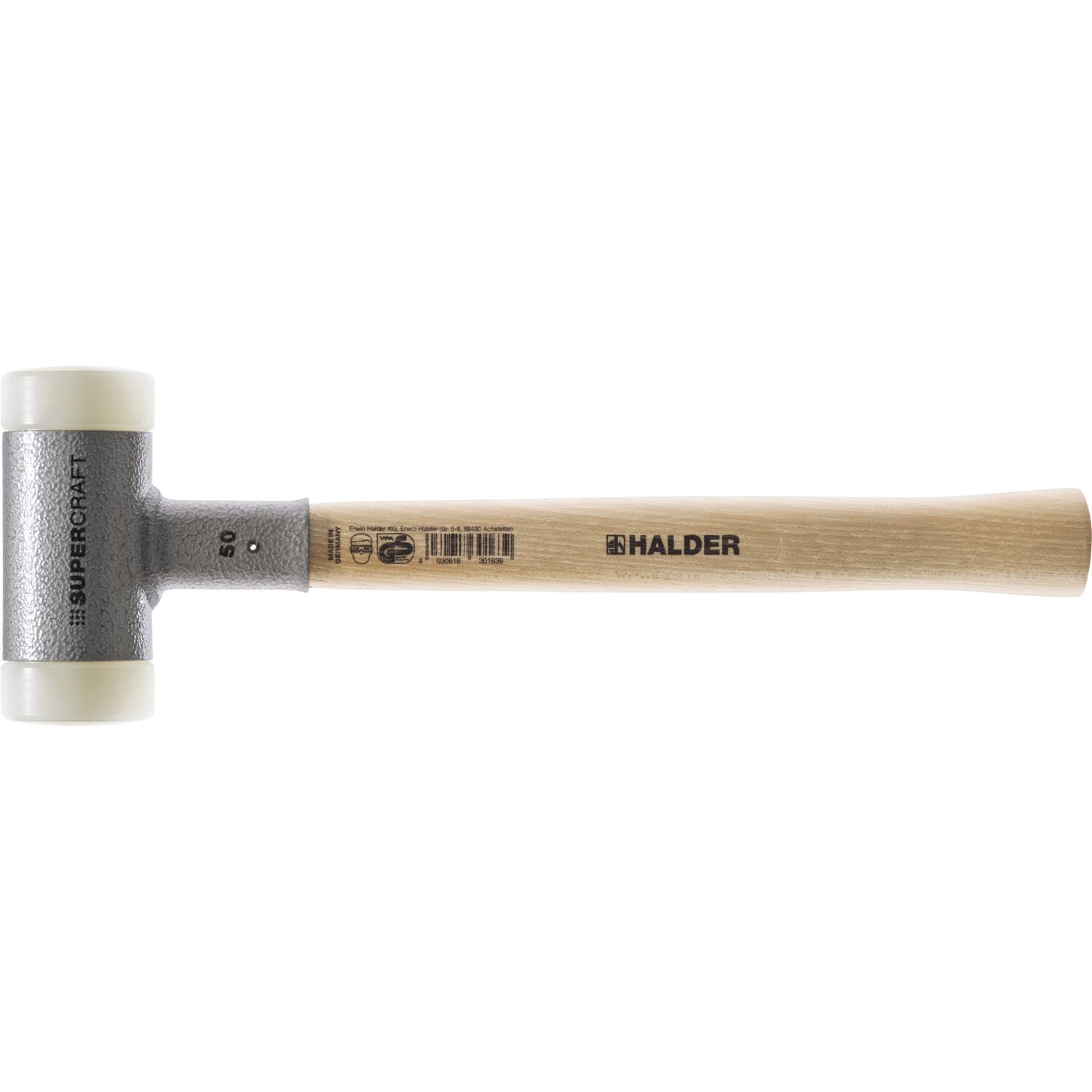 Halder Nylonhammer rückschlagfrei Kopf ø 60 mm mit Hickory Stiel
