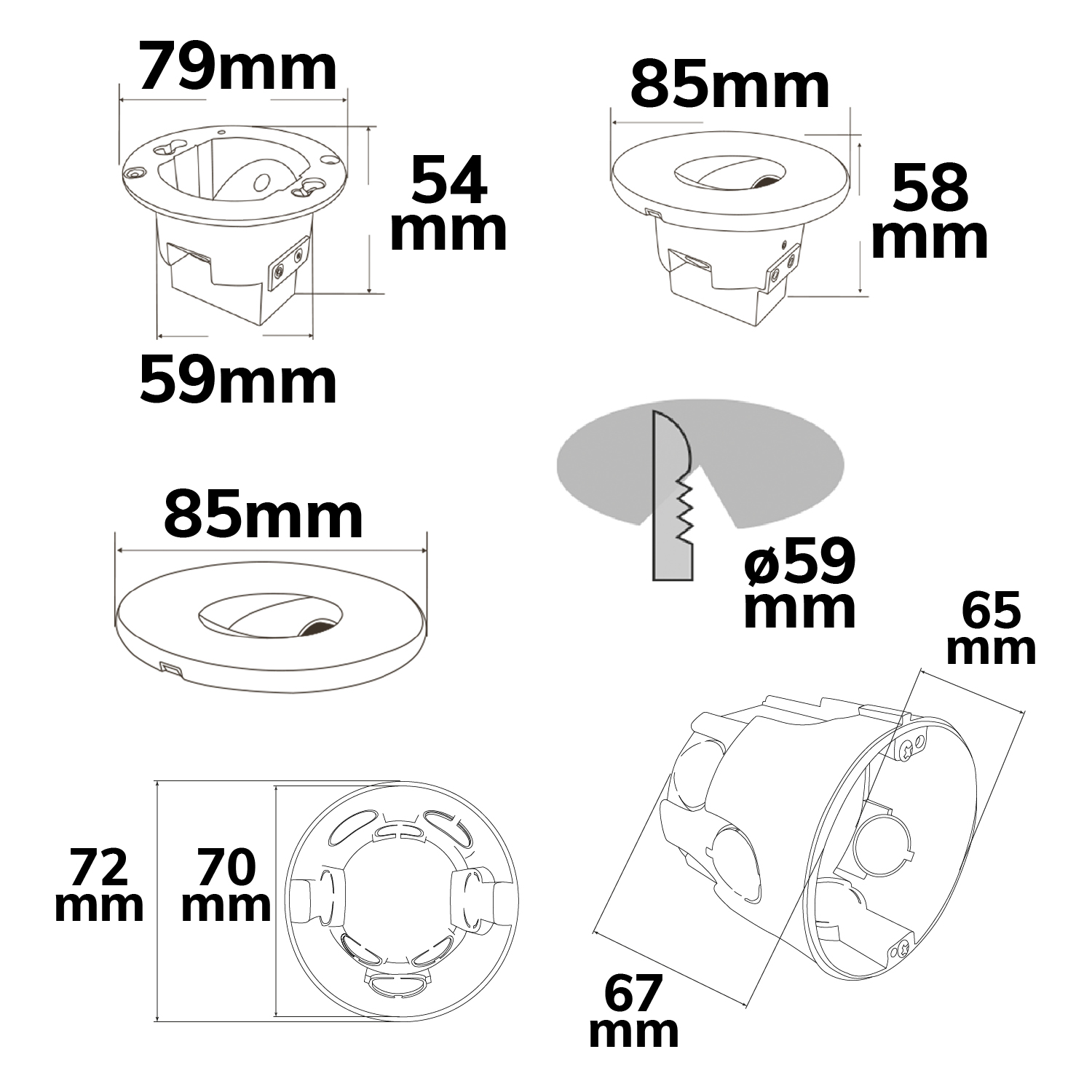 ISOLED LED Wandeinbauleuchte Sys-Wall68 MiniAMP 24V 3W 4000K inkl. Einputzdose (exkl. Cover)