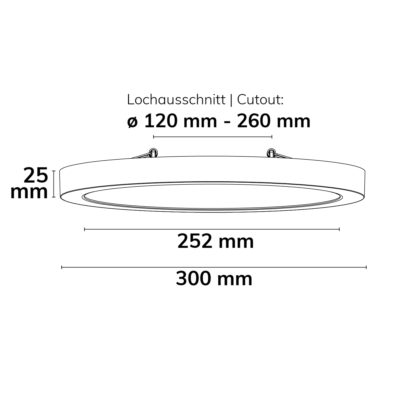 ISOLED LED Aufbau/Einbauleuchte Flex Pro DN300 22W weiß 120lm/W 3000|3500|4000K dimmbar