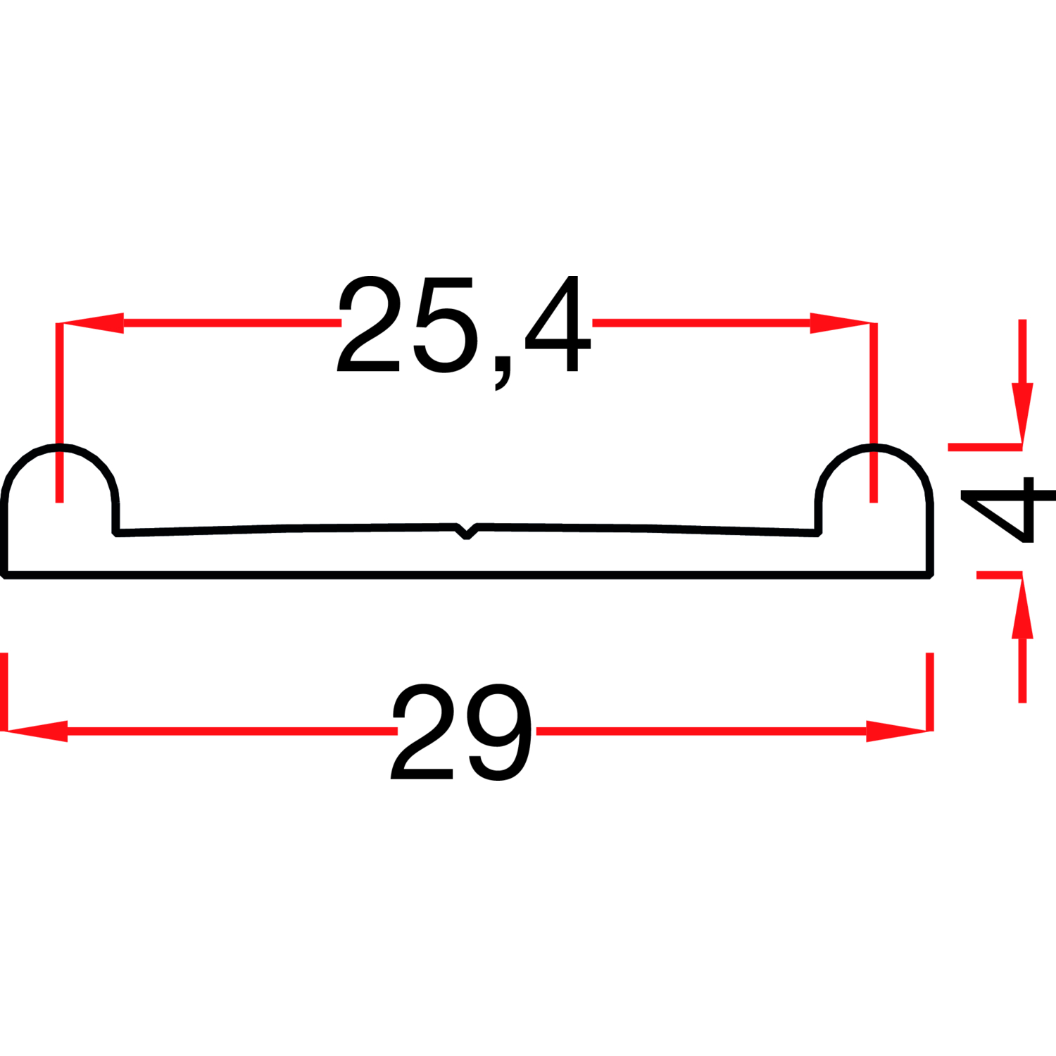 ALUMIS GST Innenfront Doppellaufschiene unten, 4 x 29 mm, Aluminium eloxiert