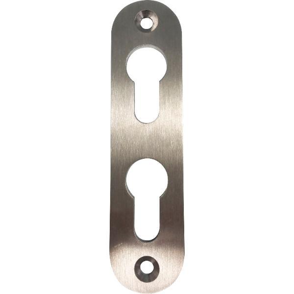 PZ-Rosette mit 2 PZ-Lochungen, oval, Edelstahl matt