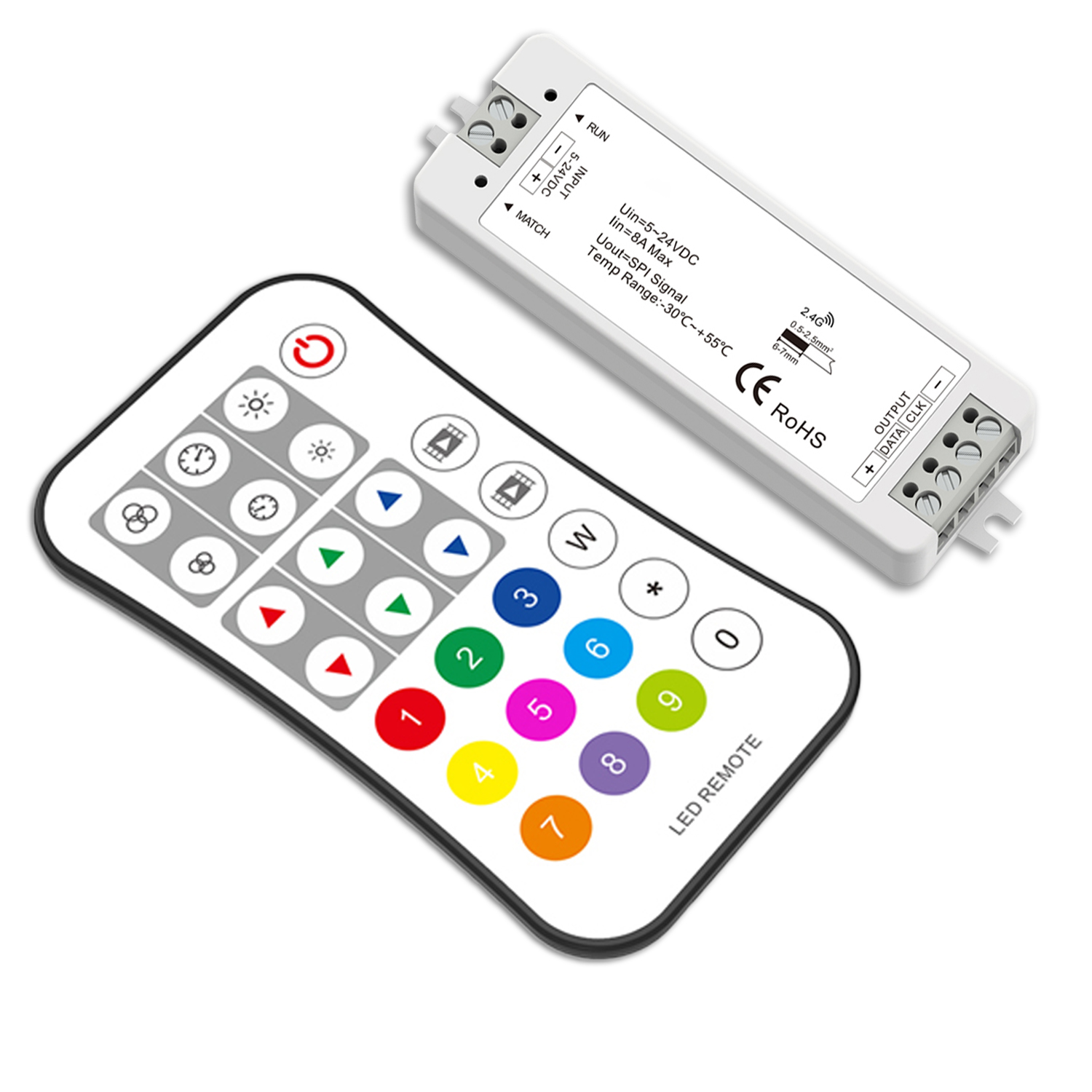 ISOLED LED FUNK SPI-Controller für 8 - 1024 Pixel inkl. Fernbedienung 12-24V DC 8A