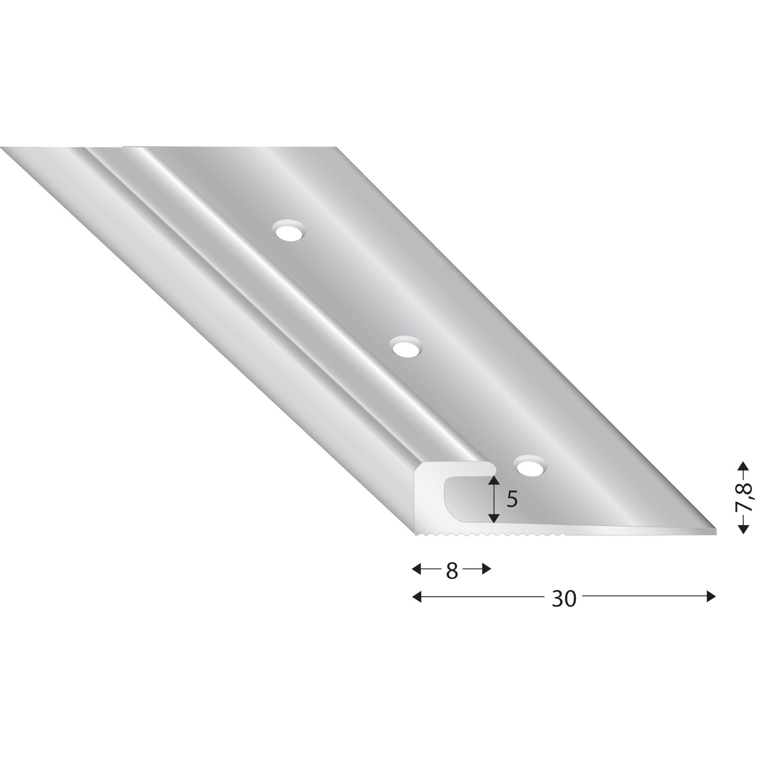 Kügele Abschluss- und Treppenkantenprofil Alu silber, 5 mm, 2700 mm