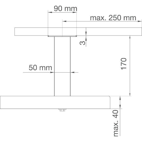 Barkonsole Capri 50 x 50 x 170 mm gerade Aluminium natur eloxiert