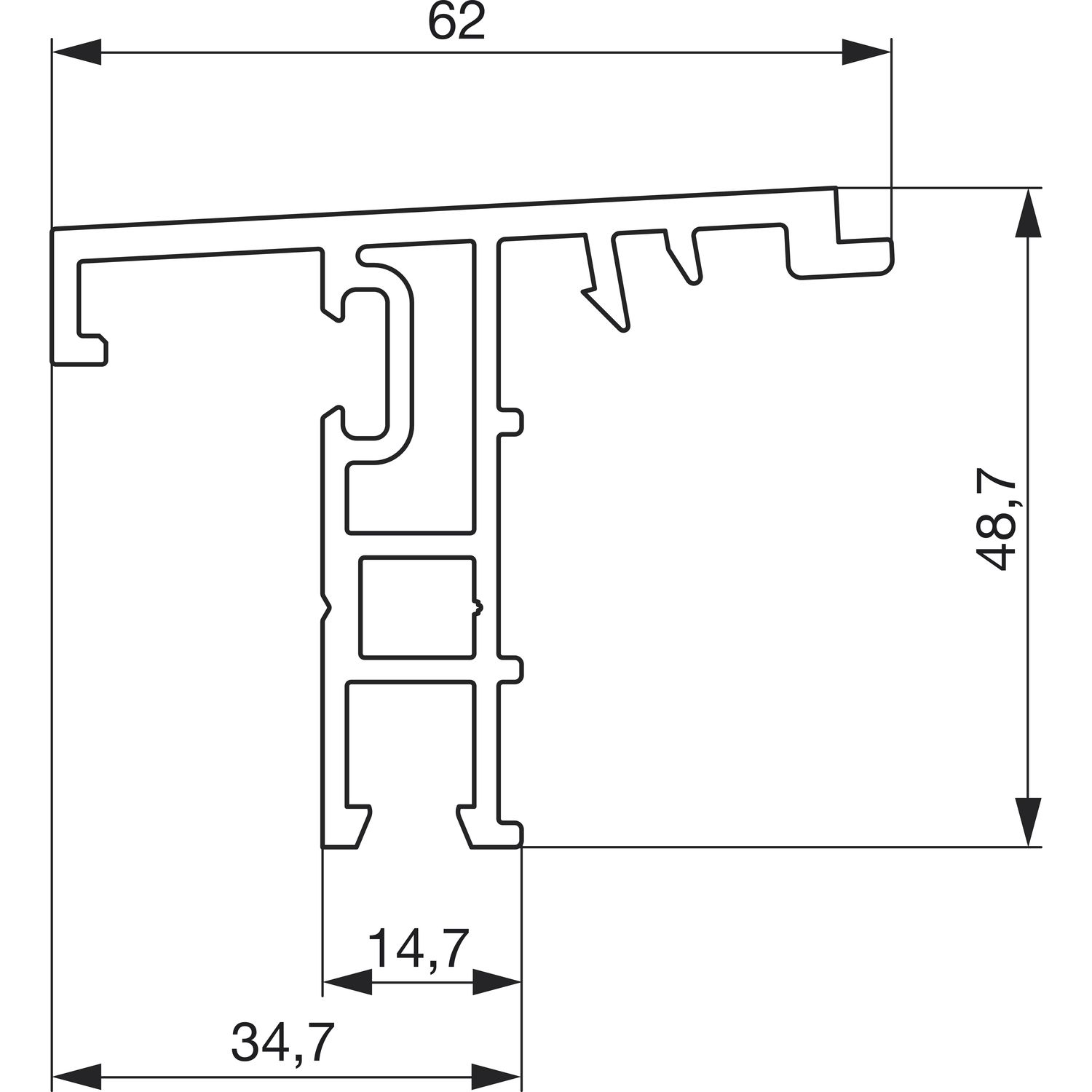 GU Thermostep 204 Wetterprofil 15 P1927, FA 28, L=6700 mm, Alu silber eloxiert (250 mm)