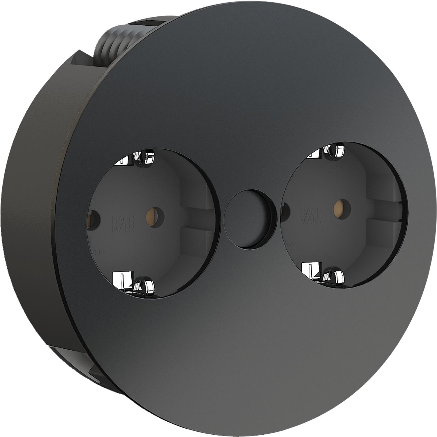 BACHMANN Einbausteckdose TWIST 2S, 2 Stk. Schukosteckdosen,, schwarz matt
