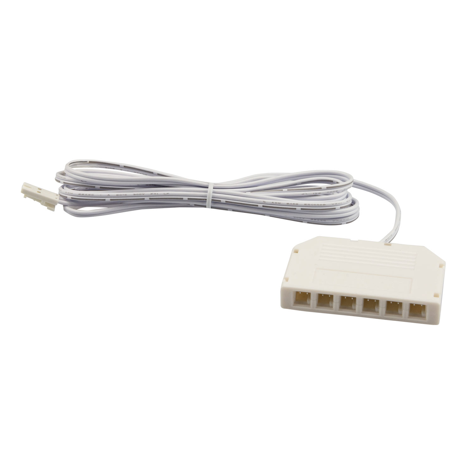 ISOLED MiniAMP 6-fach Verteiler (1 male-Stecker an 6 female-Buchsen) 30cm 2-polig weiß max. 3,5A