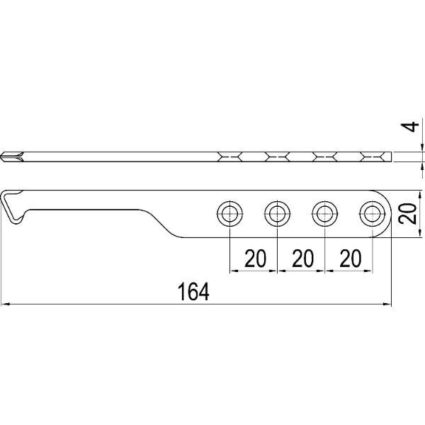 IMH-ABS Mitnehmerhaken SF, 164 x 20 x 4 mm, universal, DIN, schwarz verzinkt