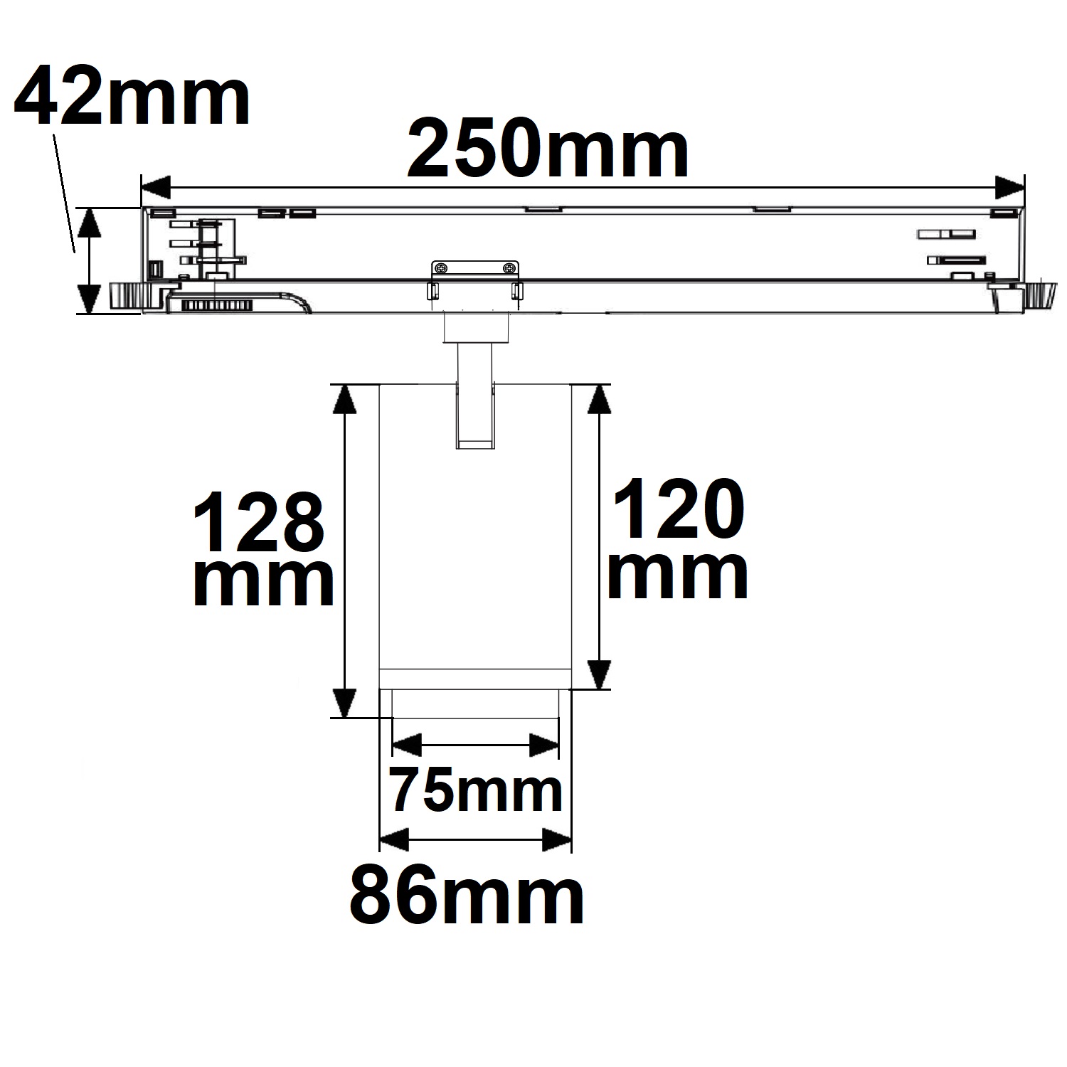 ISOLED 3-Phasen Schienen-Strahler fokussierbar 42W 20°-70° schwarz matt 3000K CRI92 dimmbar