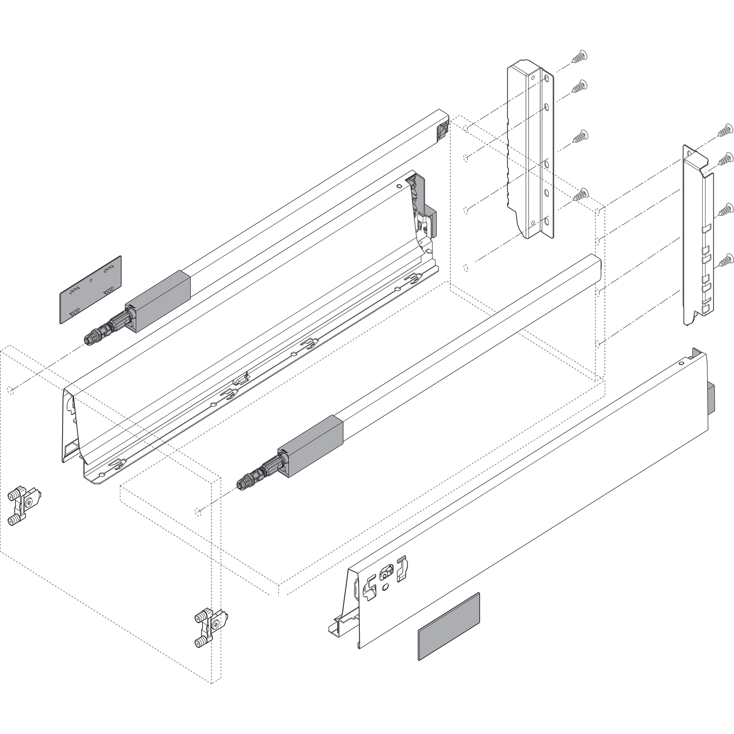 blum TANDEMBOX antaro SET Höhe D-Reling, BLUMOTION M, 65kg, NL 650, Seidenweiss