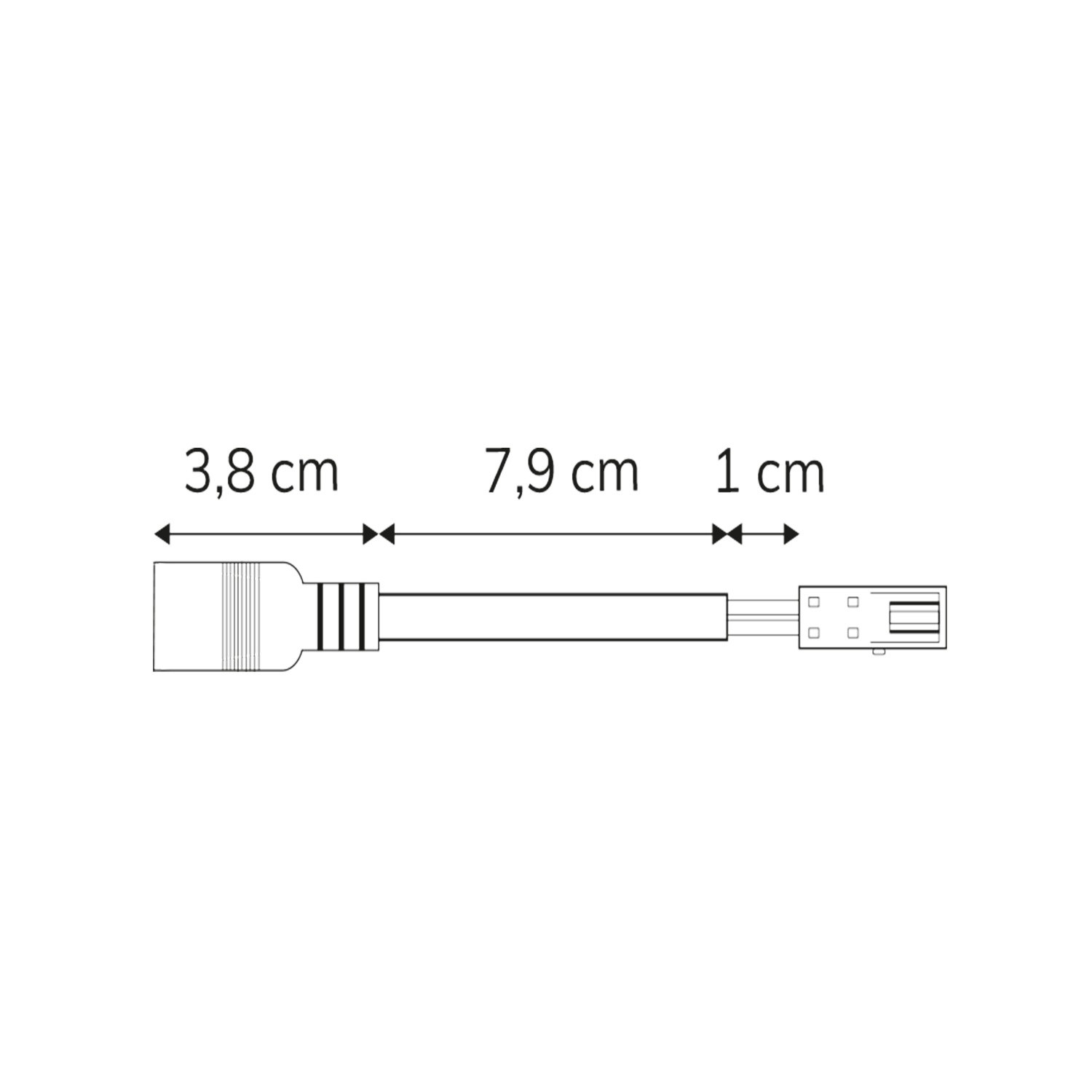 ISOLED Adapter Rundstecker Female auf MiniAmp Female-Buchse 10cm 2-polig weiß max. 3A