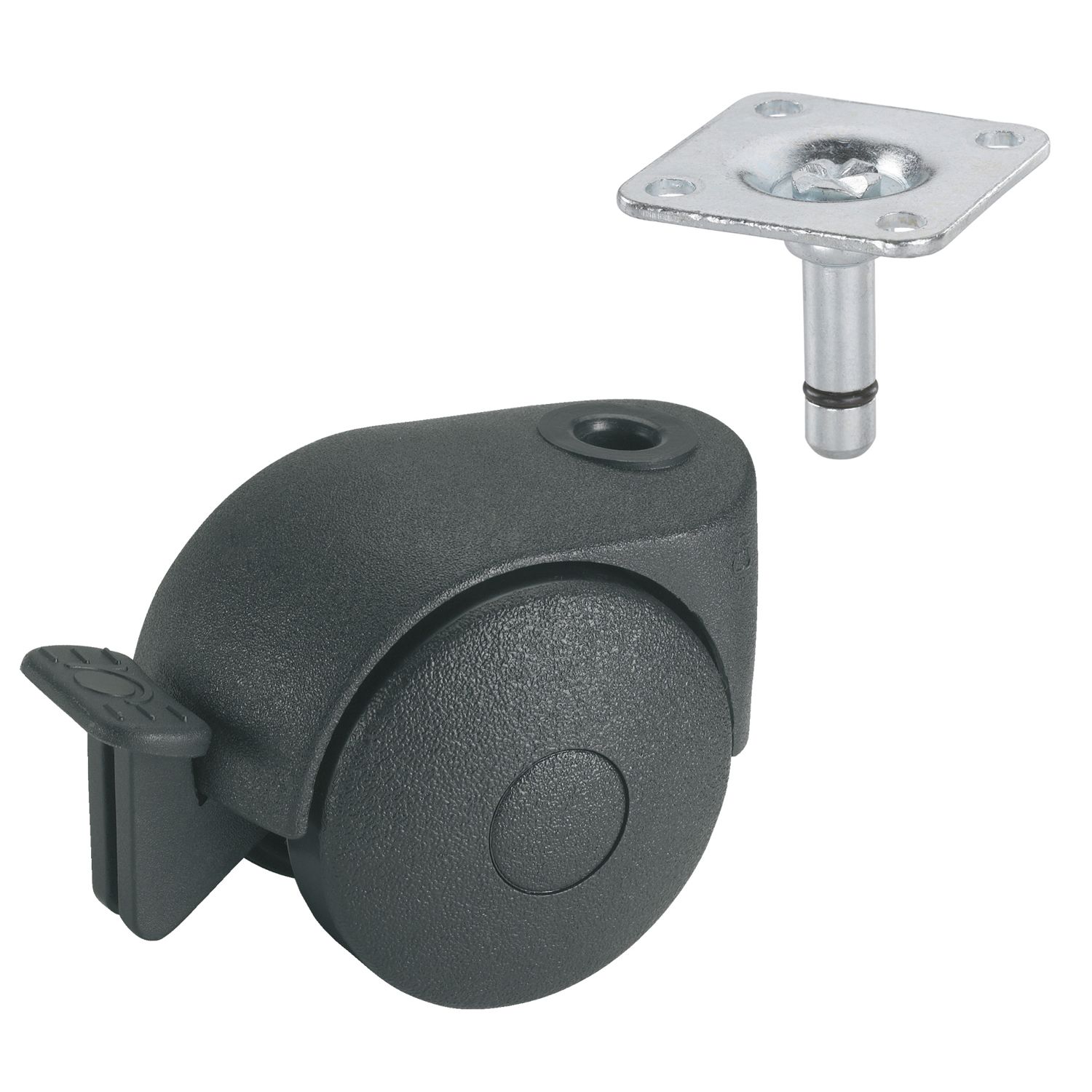 Dörner + Helmer Doppel-Lenkrolle One 50 mm 30 kg Platte Feststeller