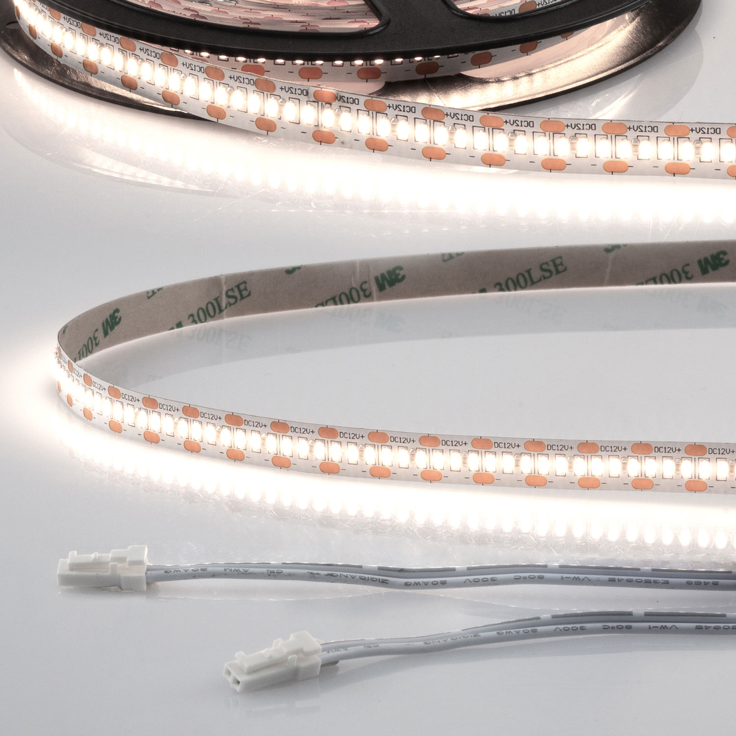 ISOLED LED CRI940 MiniAMP Flexband 12V DC 12W IP20 4000K 250cm beids. 30cm Kabel + maleAMP 300 LED/m