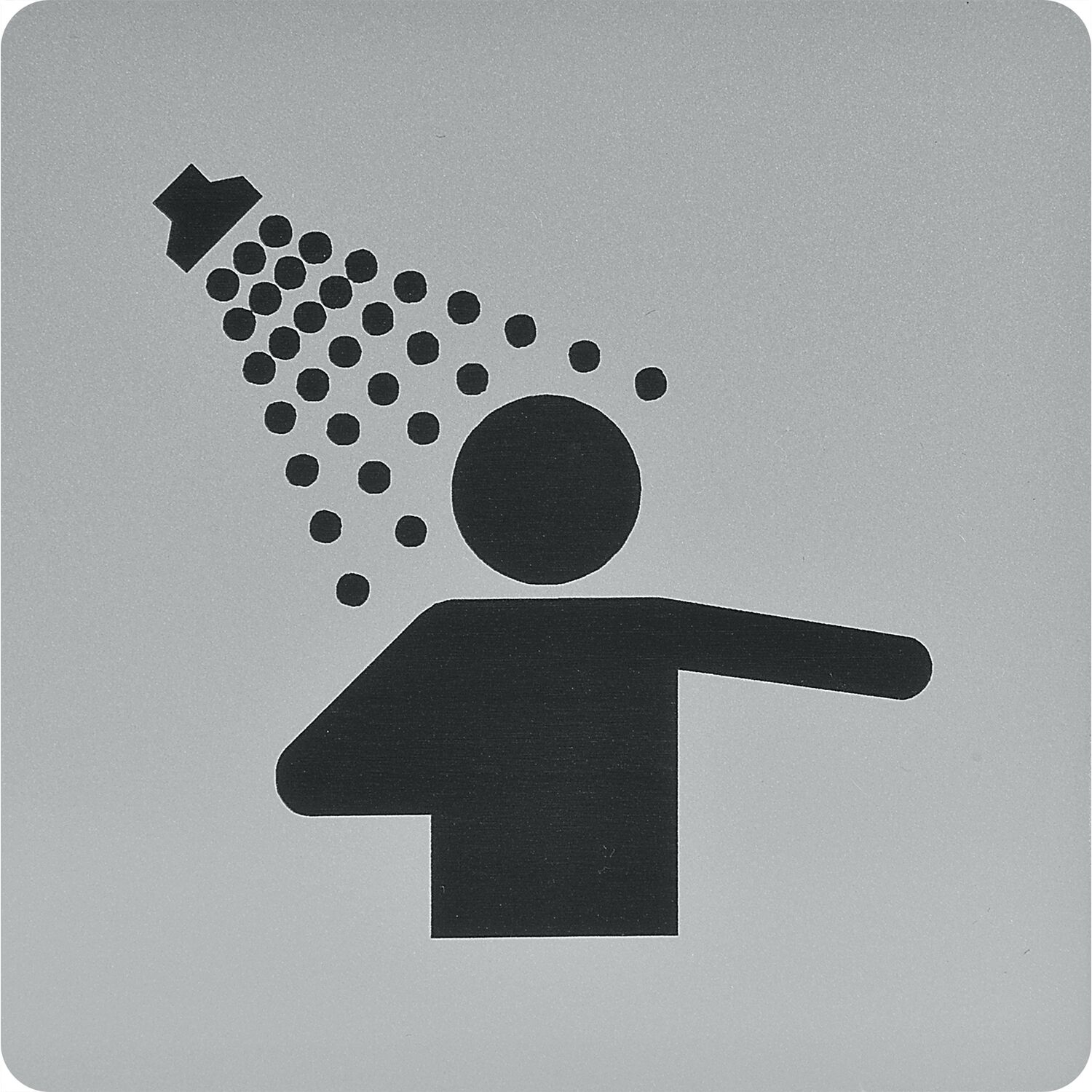 ninka WC Symbol Duschraum selbstklebend, 100 x 100 mm, Kunststoff alufarbig
