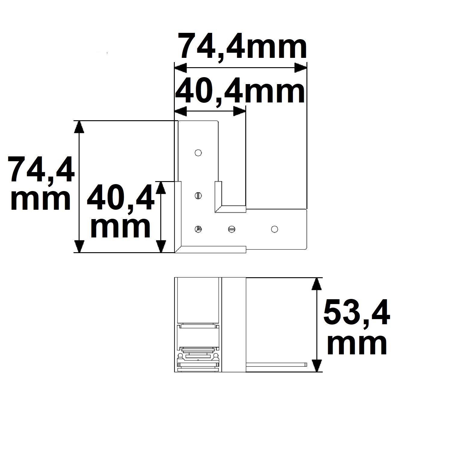 ISOLED Track48 Eckschiene 90° horizontal für Aufbauschiene schwarz nicht stromführend