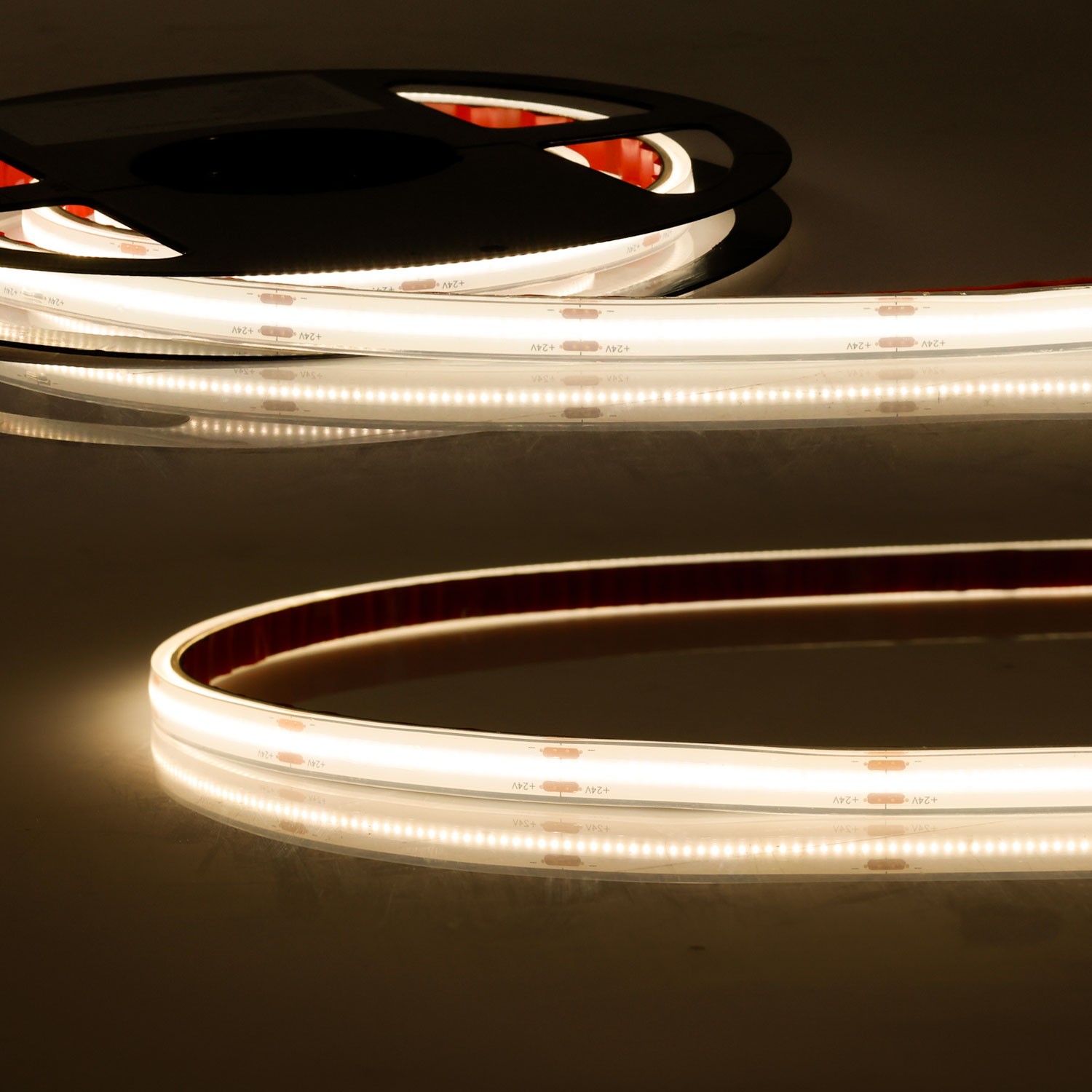 ISOLED LED HT927 COB Flexband für bis zu 100°C Umgebungstemp. 24V DC 14,4W IP68 2700K 5m Rll 480 LED