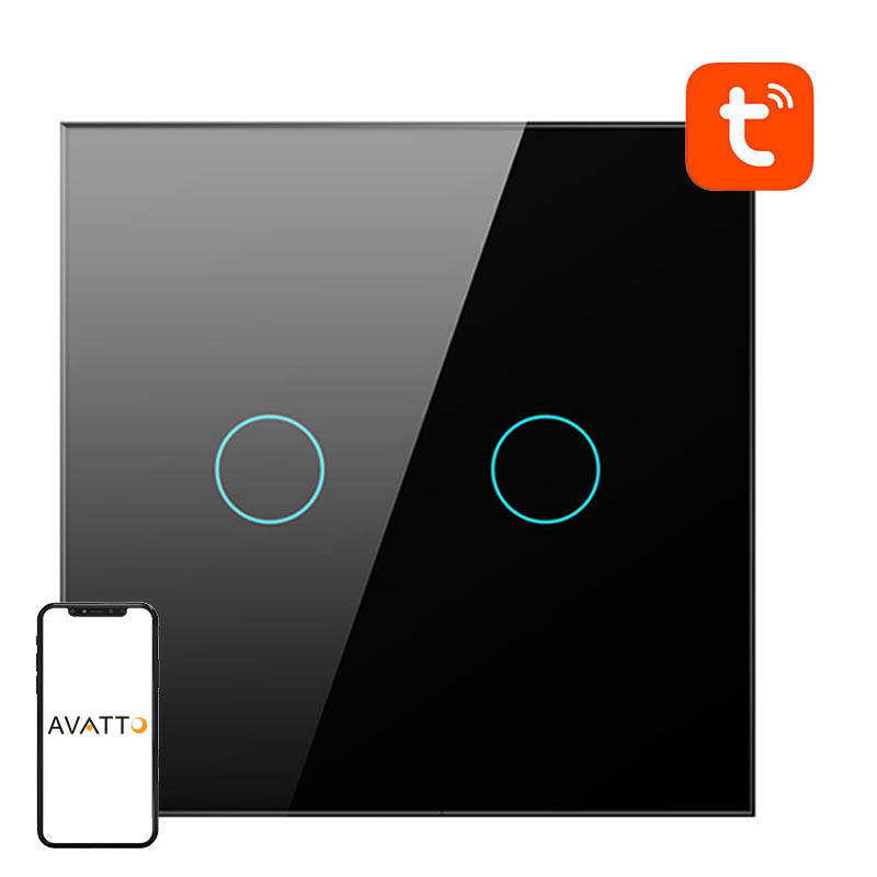 Avatto Smart Lichtschalter WiFi 2fach (schwarz)
