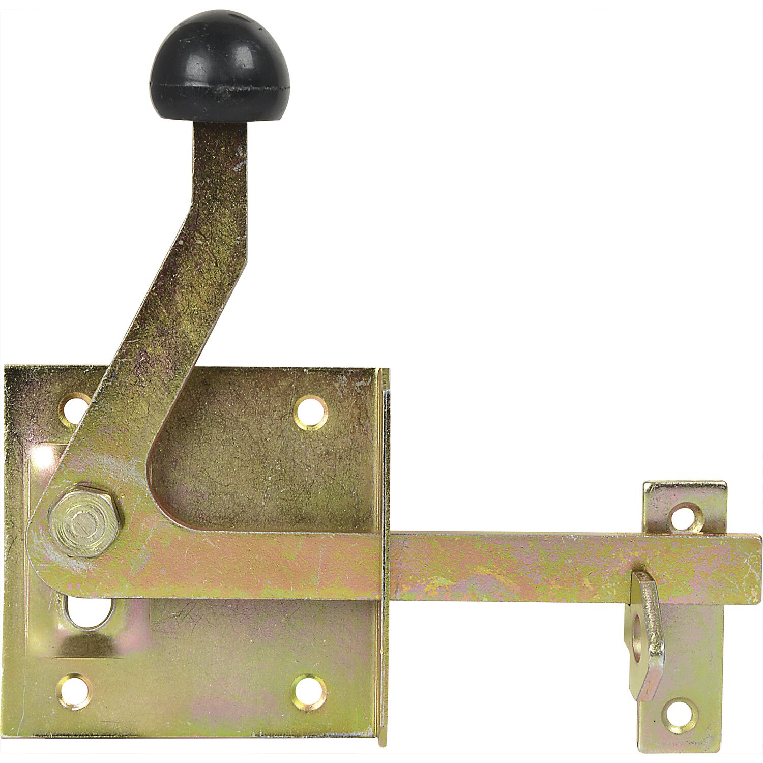 Deni Gartentorfalle mit Schließhaken, 150 mm, Platte 80 x 80 mm, Stahl gelb verzinkt