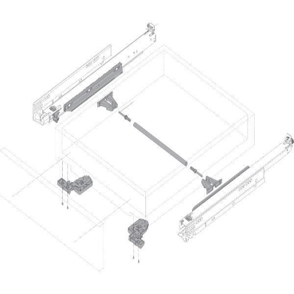 blum MOVENTO TIP-ON 766H Unterbodenführung Nennlänge 750 TK 60 kg 766H7500T