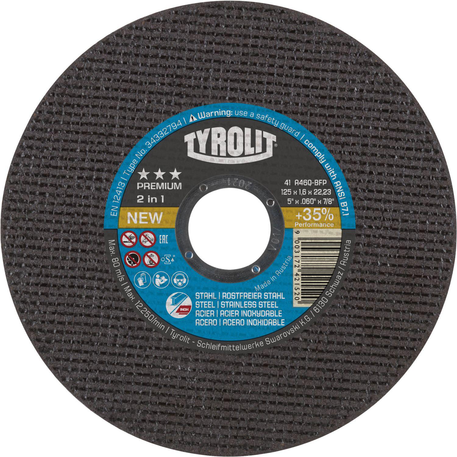 Tyrolit Trennscheibe gerade Premium*** 125 x 1.6 mm 2in1 superdünn