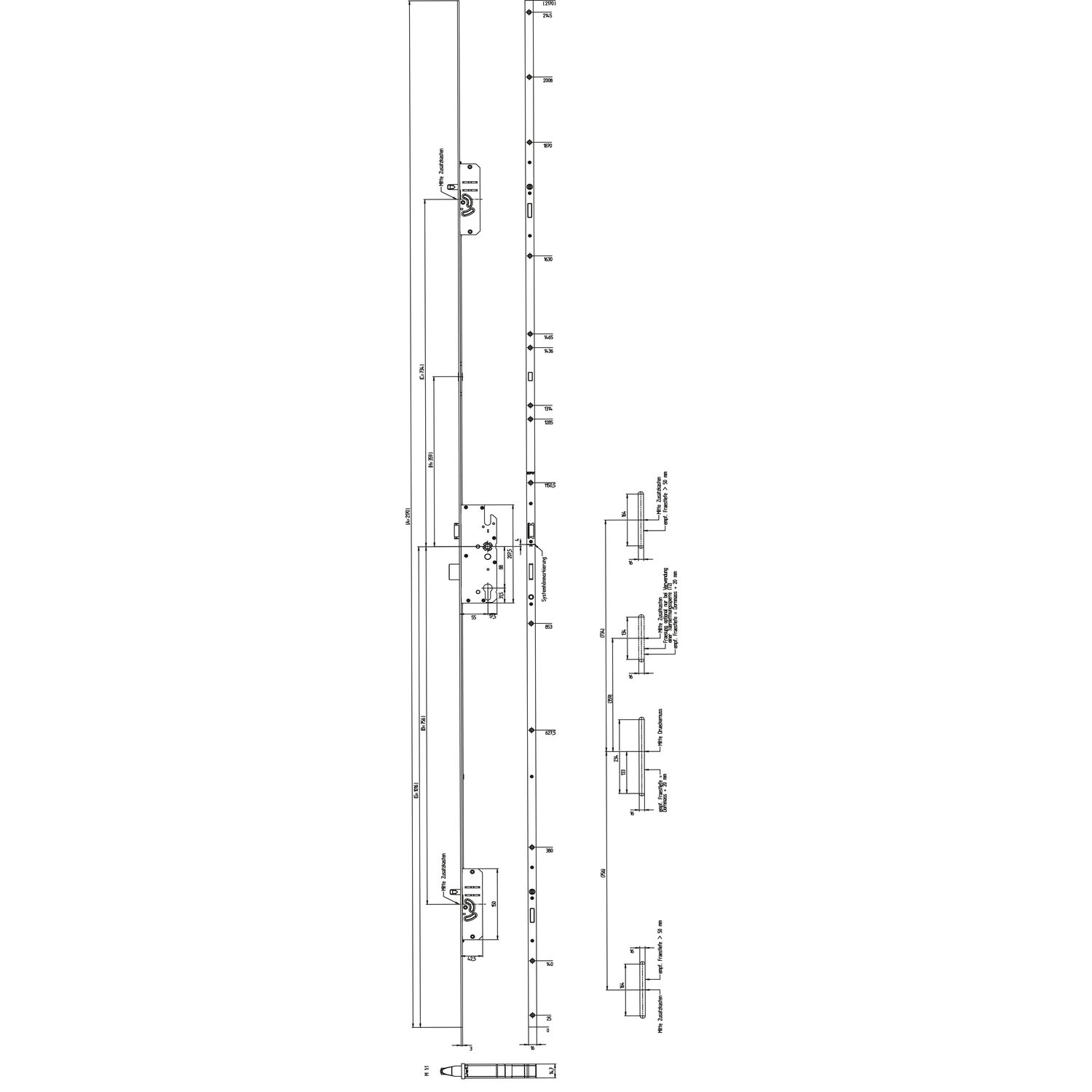 KFV MFV-Schloss BS 2300 ÖNORM, DM 55, Stulp 16 mm eckig, silber verzinkt