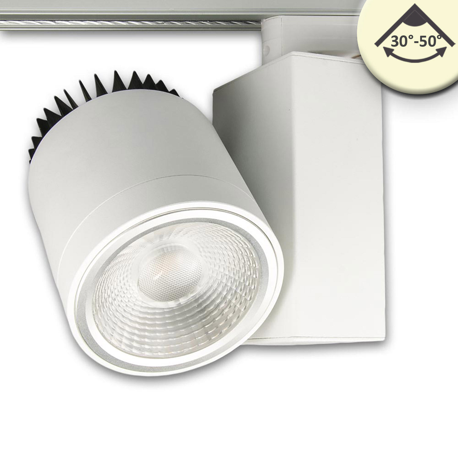 ISOLED 3-Phasen Schienen-Strahler fokussierbar 35W 30°-50° weiß matt 3500K CRI92