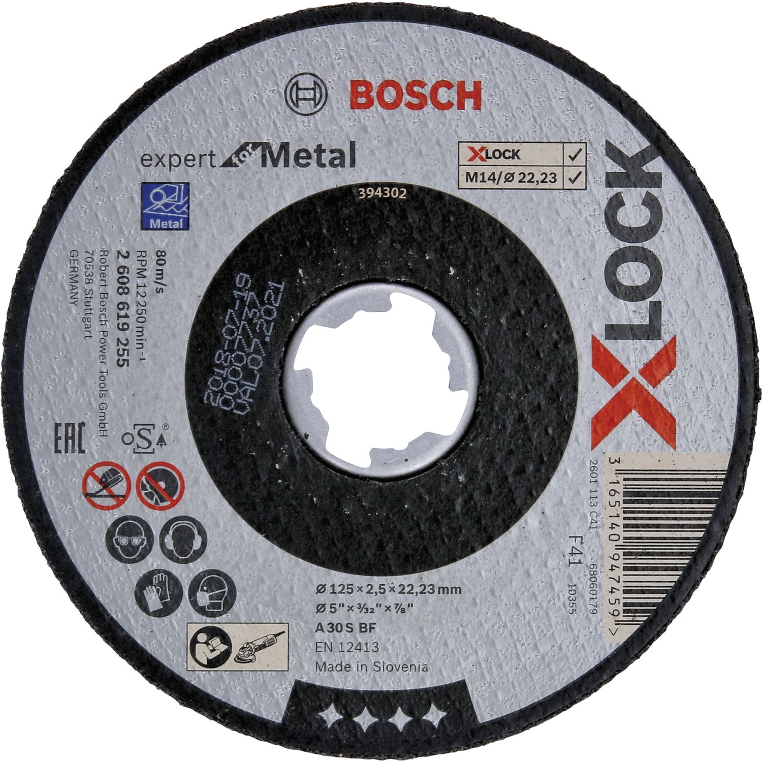 Bosch Trennscheibe für Metall X-LOCK gerade Form 125 x 2,5 x 22,23 mm (25Stk)