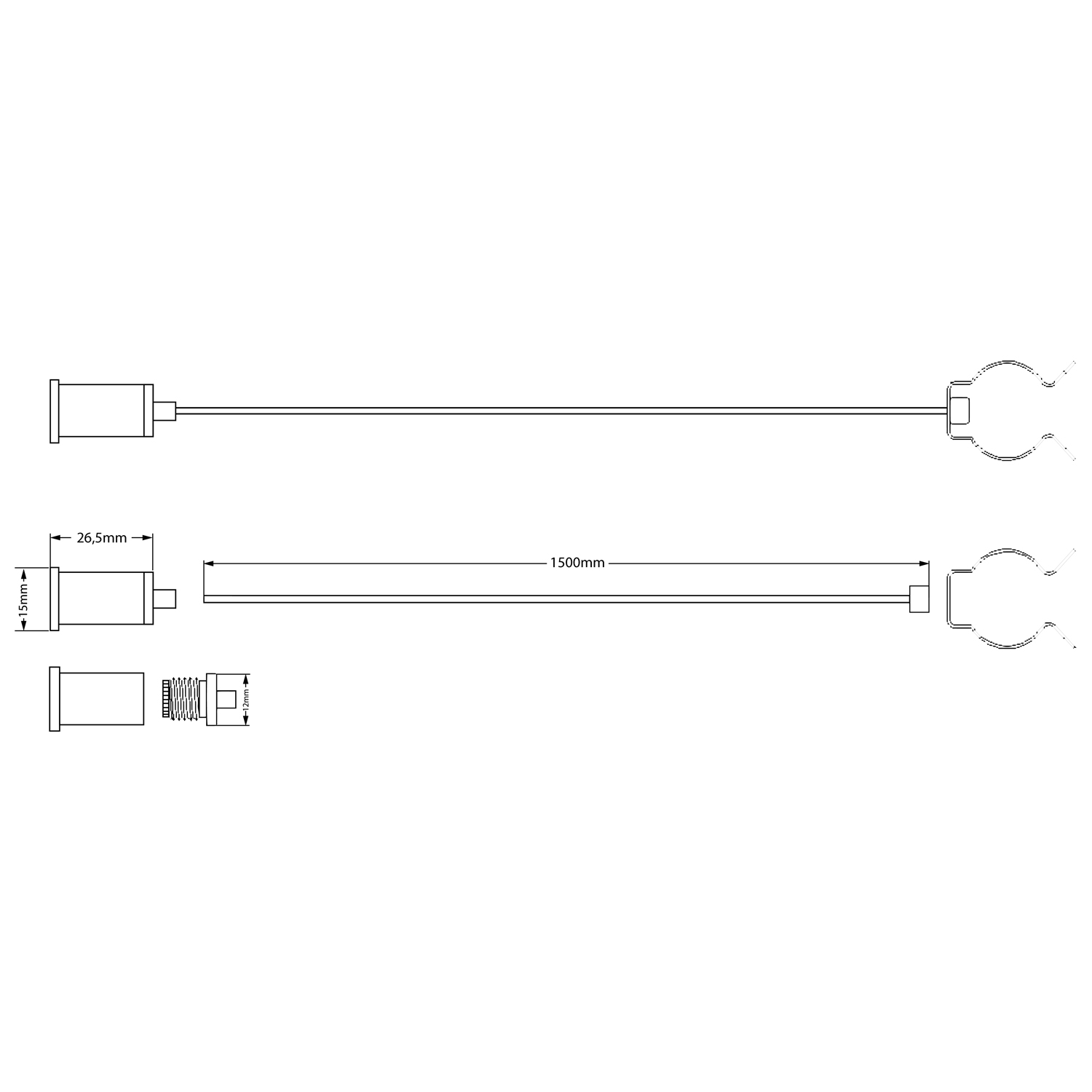 ISOLED Seilabhängung (2 Stk) für T8 Röhren mit Deckenverschraubung inkl. Stahlseile 1,5m und Clips