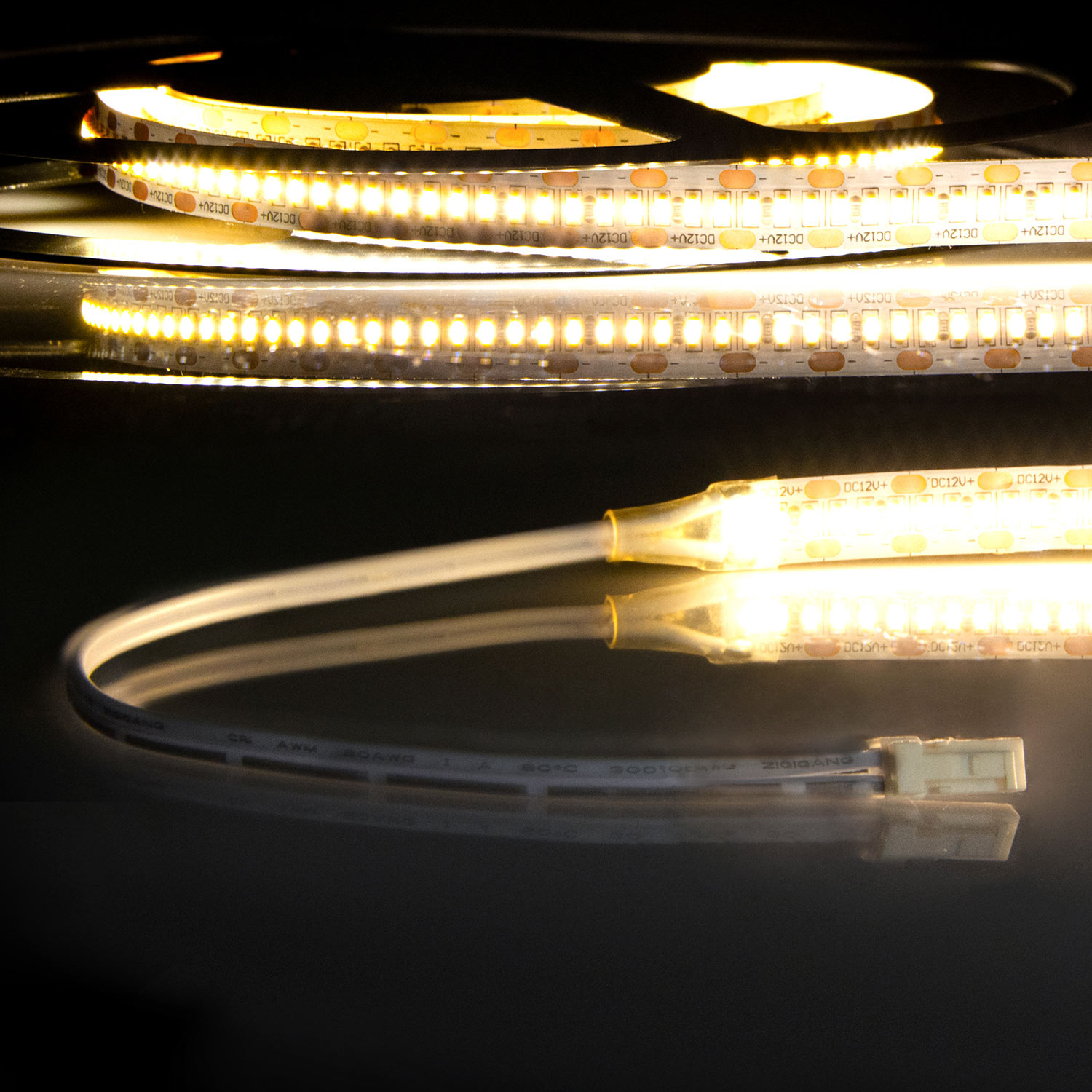 ISOLED LED CRI925 MiniAMP Flexband 12V DC 6W IP20 2500K 120cm beids. 30cm Kabel + maleAMP 300 LED/m