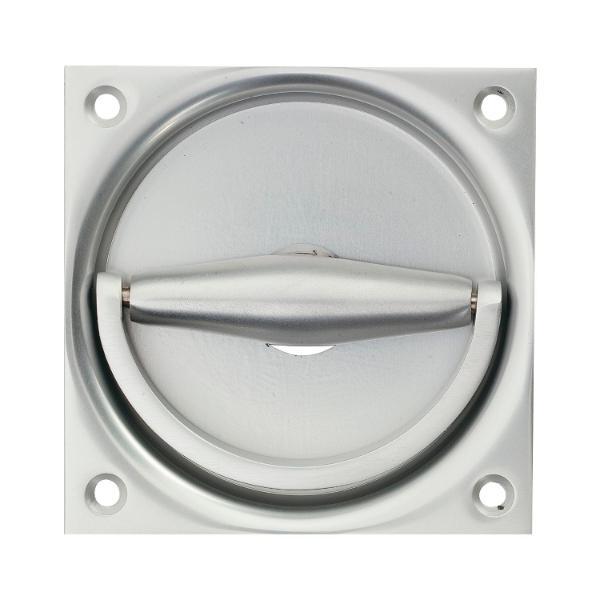 KWS Klappringmuschelgriff KWS 5016 90x90mm Vierkant 8mm Lochteil silber eloxiert