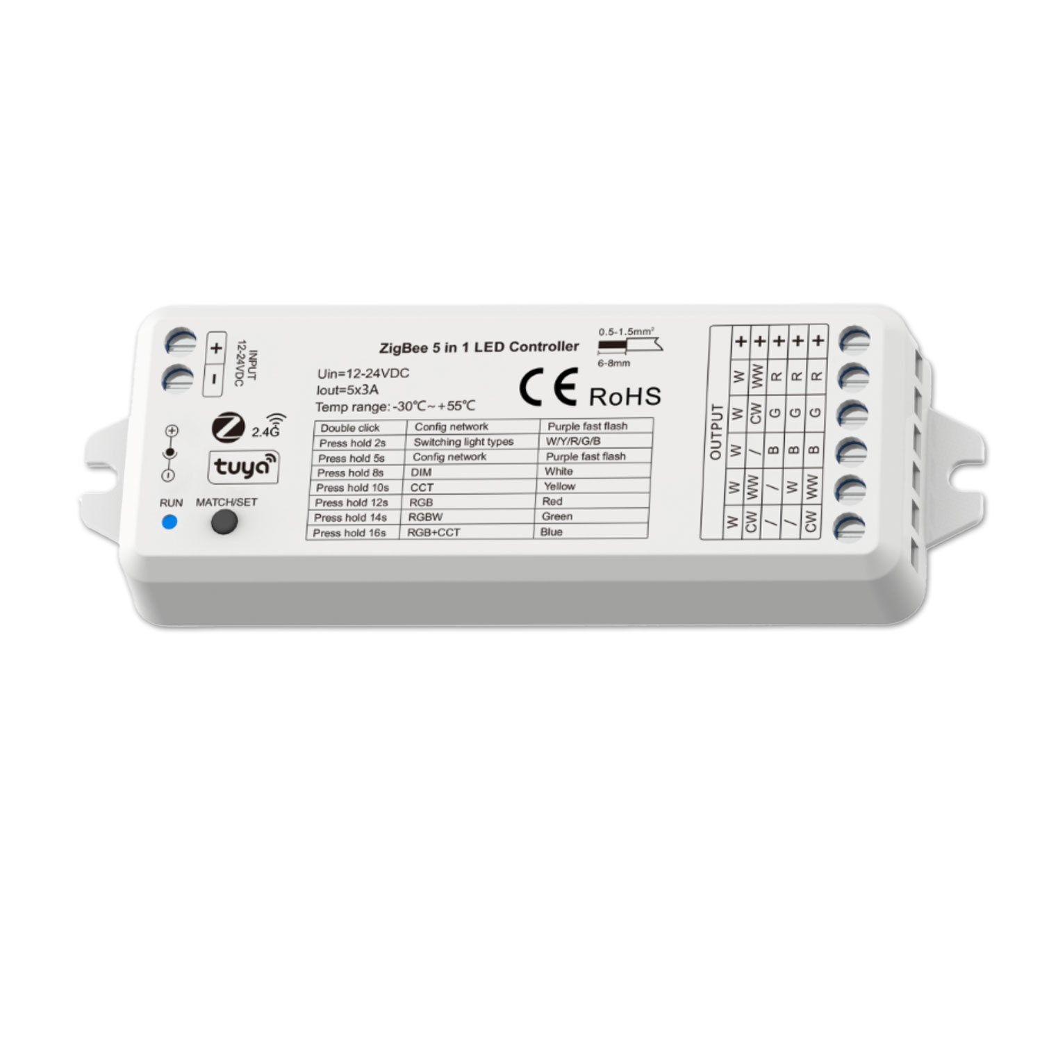 ISOLED Sys-Pro + Zigbee 3.0 Funk 1-5 Kanal PWM-Dimmer 12-24V DC 5x3A