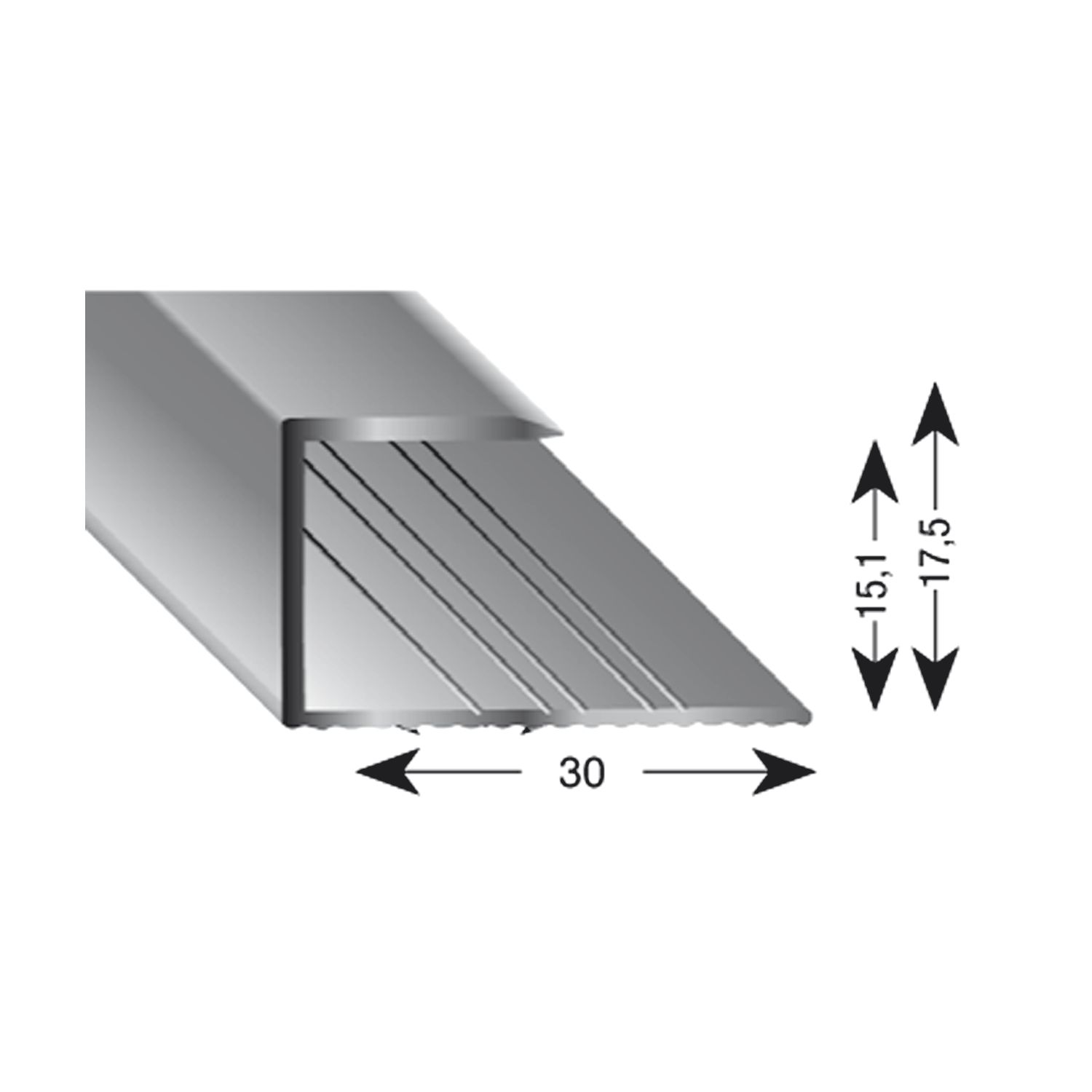 Kügele Gleitabschlussprofil U Alu silber eloxiert 15/2700 mm