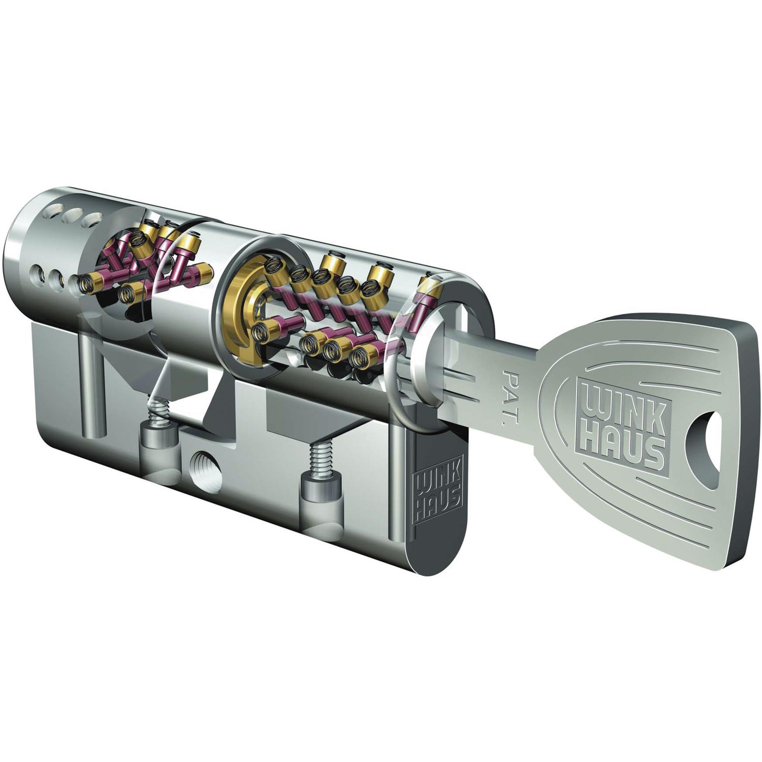 Winkhaus Einbaudoppelzylinder key Tec X-tra, Ergänzungsprogramm, 35/60, vernickelt matt