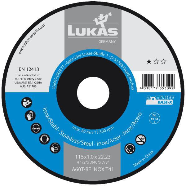 Lukas Trennscheibe Base-X* gerade Form 115 x 1,0 x 22,23 mm