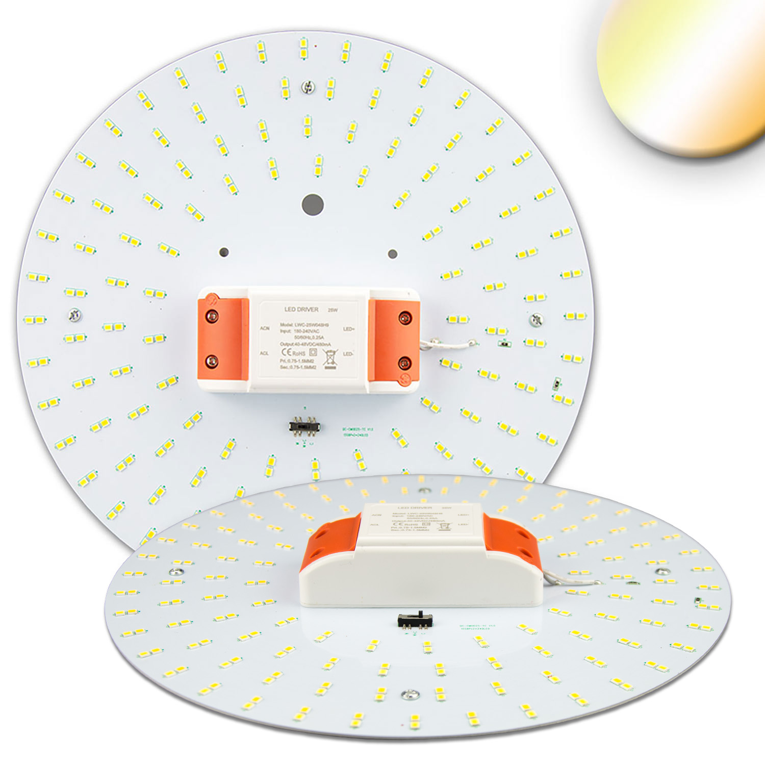 ISOLED LED Umrüstplatine ColorSwitch 2600|3100|4000K 250mm 25W mit Magnet