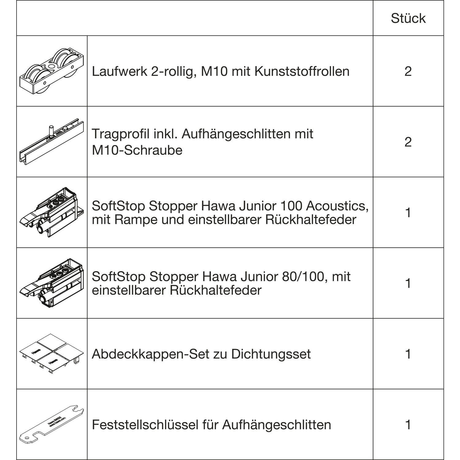 ninka HAWA Junior 100/B Acoustics Beschlagset Holz SoftStop