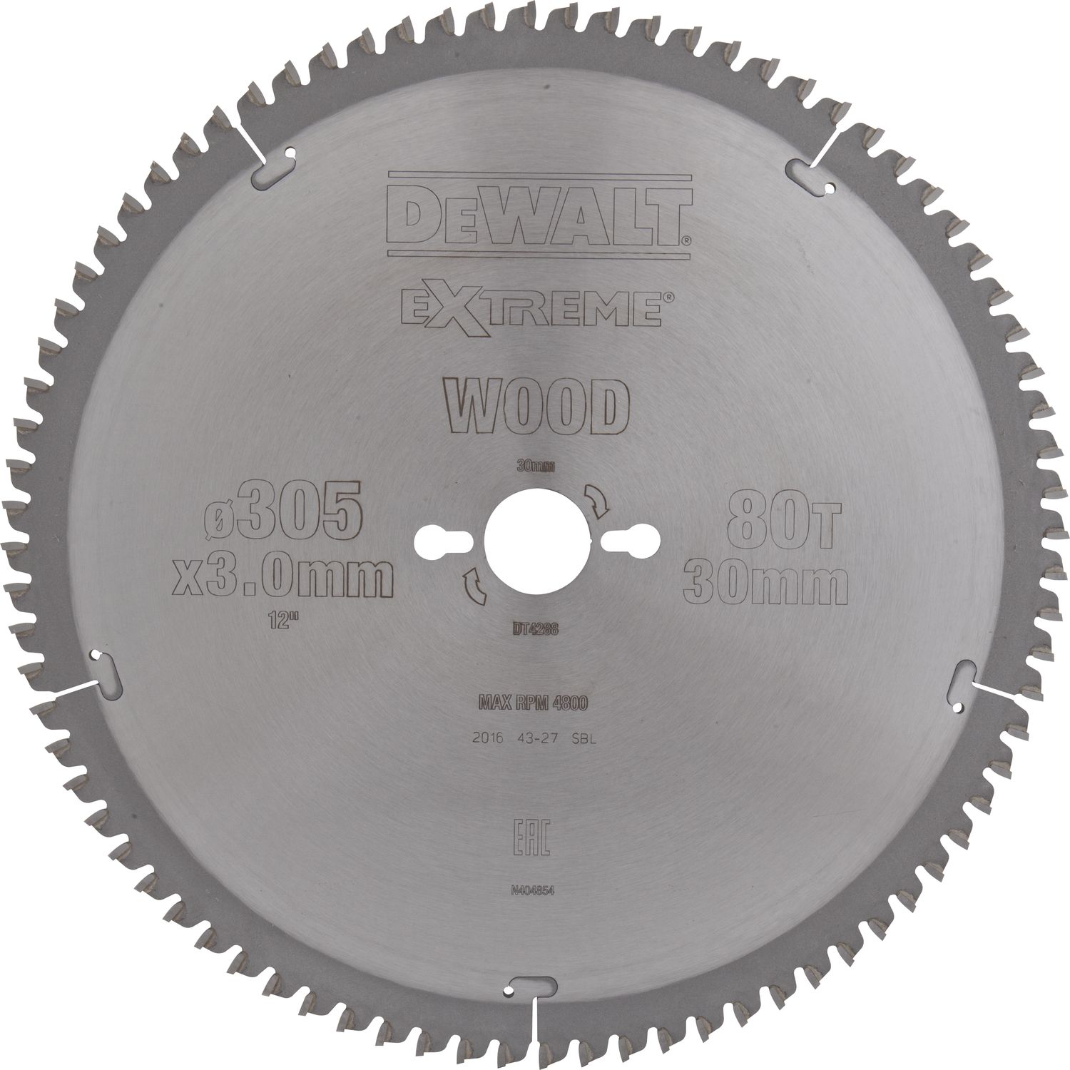 DeWalt Kreissägeblatt HW ø 305x3,2 30 mm Z80 Trapezzahn/Flachzahn (TR/FZ)negativ