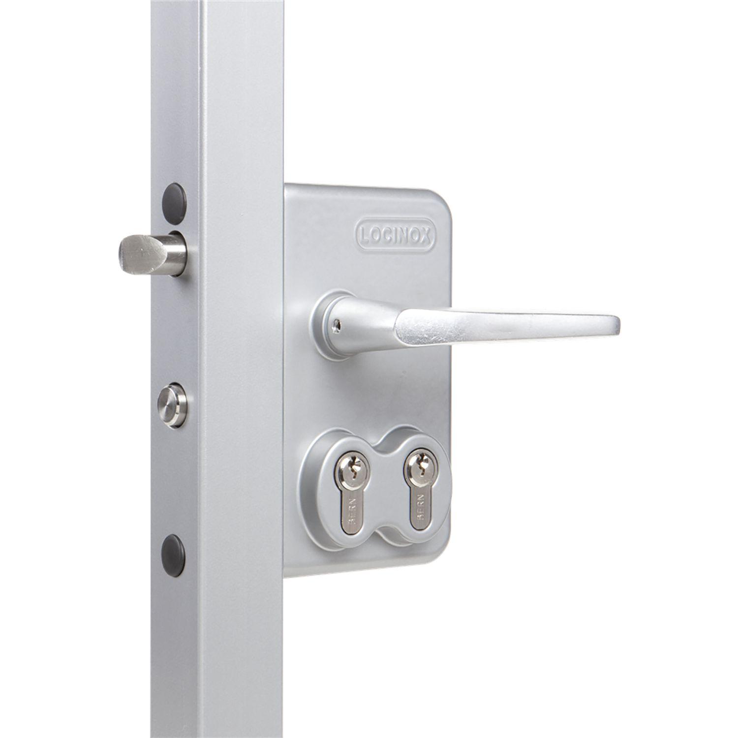 Locinox Gittertorschloss LDKZ4040 D1L, 2 PZW, für 40 mm Vierkantrohr, Alu silberfärbig