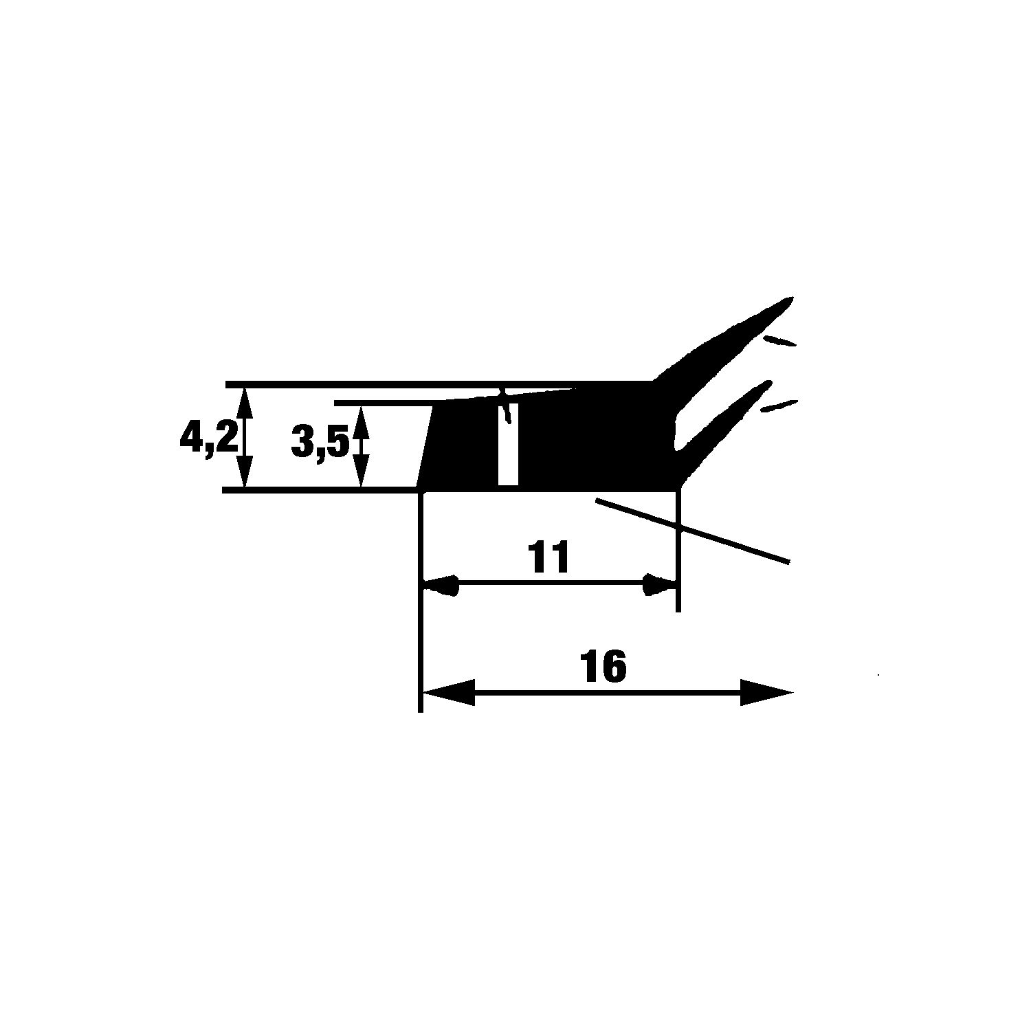 Dichtungsprofil mit Nagellöchern 2D, Stange mit 2,2 Meter,Kunststoff dunkelbraun