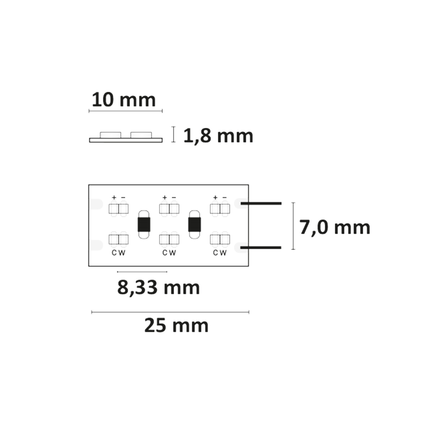 ISOLED LED CRI919/940 MiniAMP CCT Flexband 24V DC 21W IP20 250cm 2 polig Kabel mit Stecker 480 LED/m