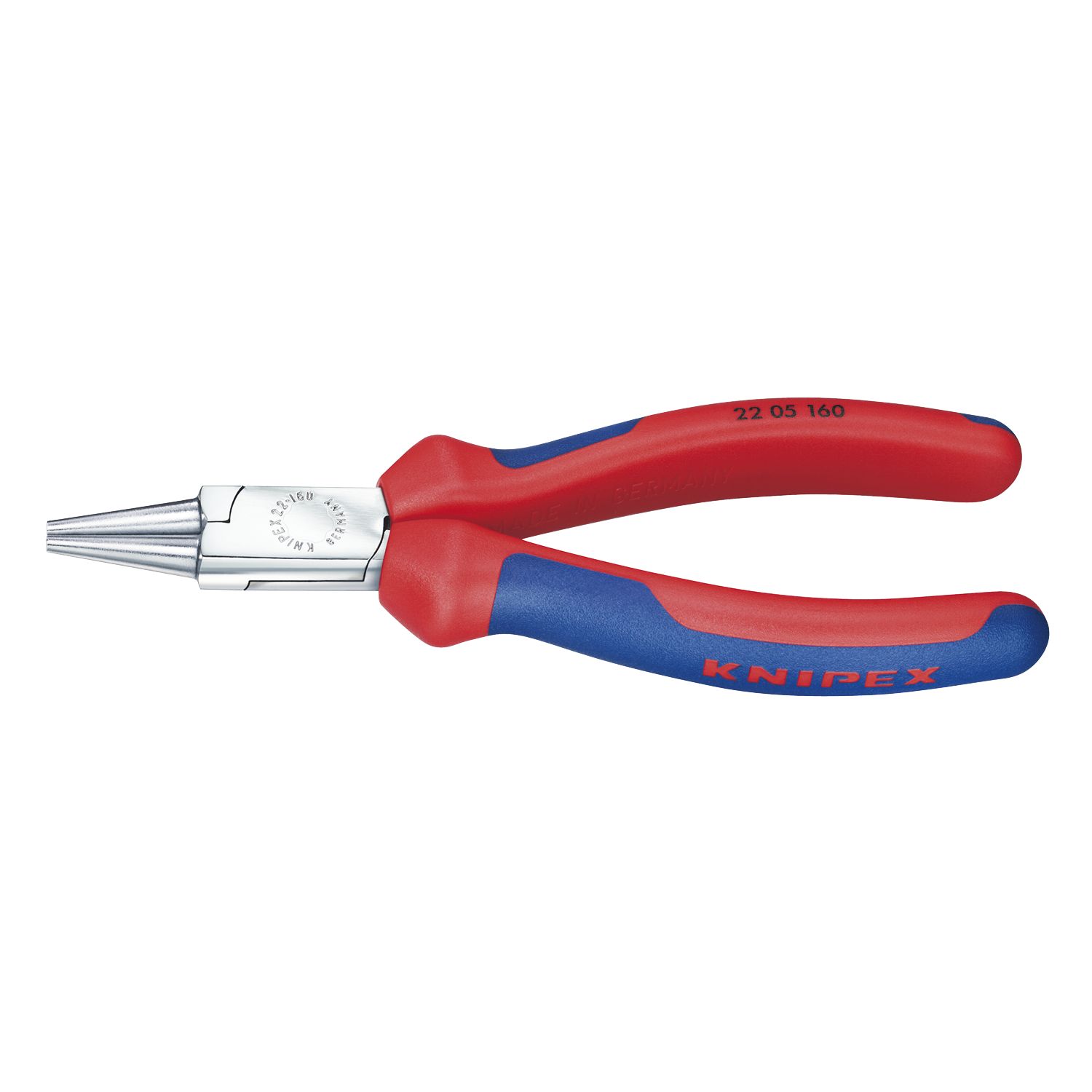Knipex Rundzange DIN 5745 mit kurzen, runden Backen 2K-Griff Länge 160 mm