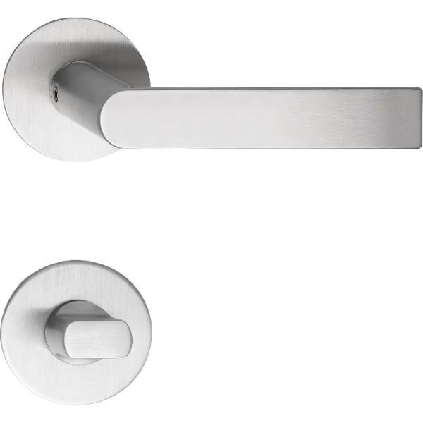 MARCHESI Drückergarnitur DOVER - auf Flachrosette, rund WC, Edelstahl matt