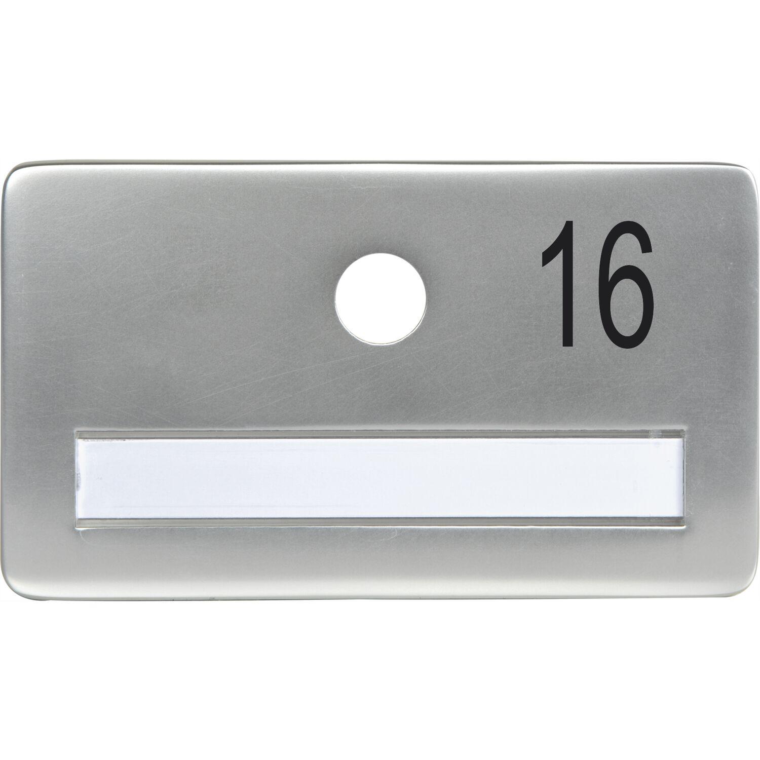 SOLIDO Namensschild ohne Spion, Bohrung ø 14, Alu silber eloxiert, Gravur Nr. 16