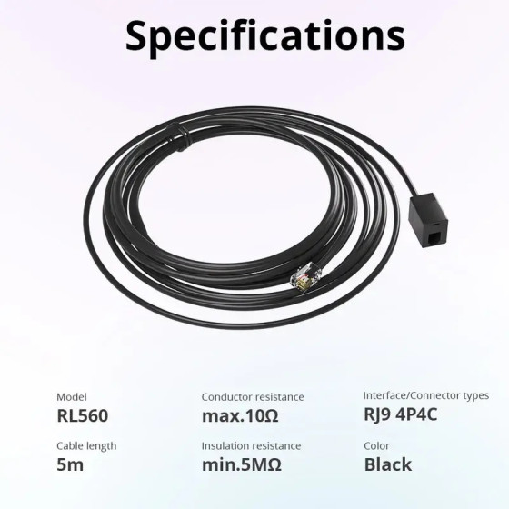 Sonoff RL560 5M Sensor-Verlängerungskabel für RJ9 4P4C-Sensor
